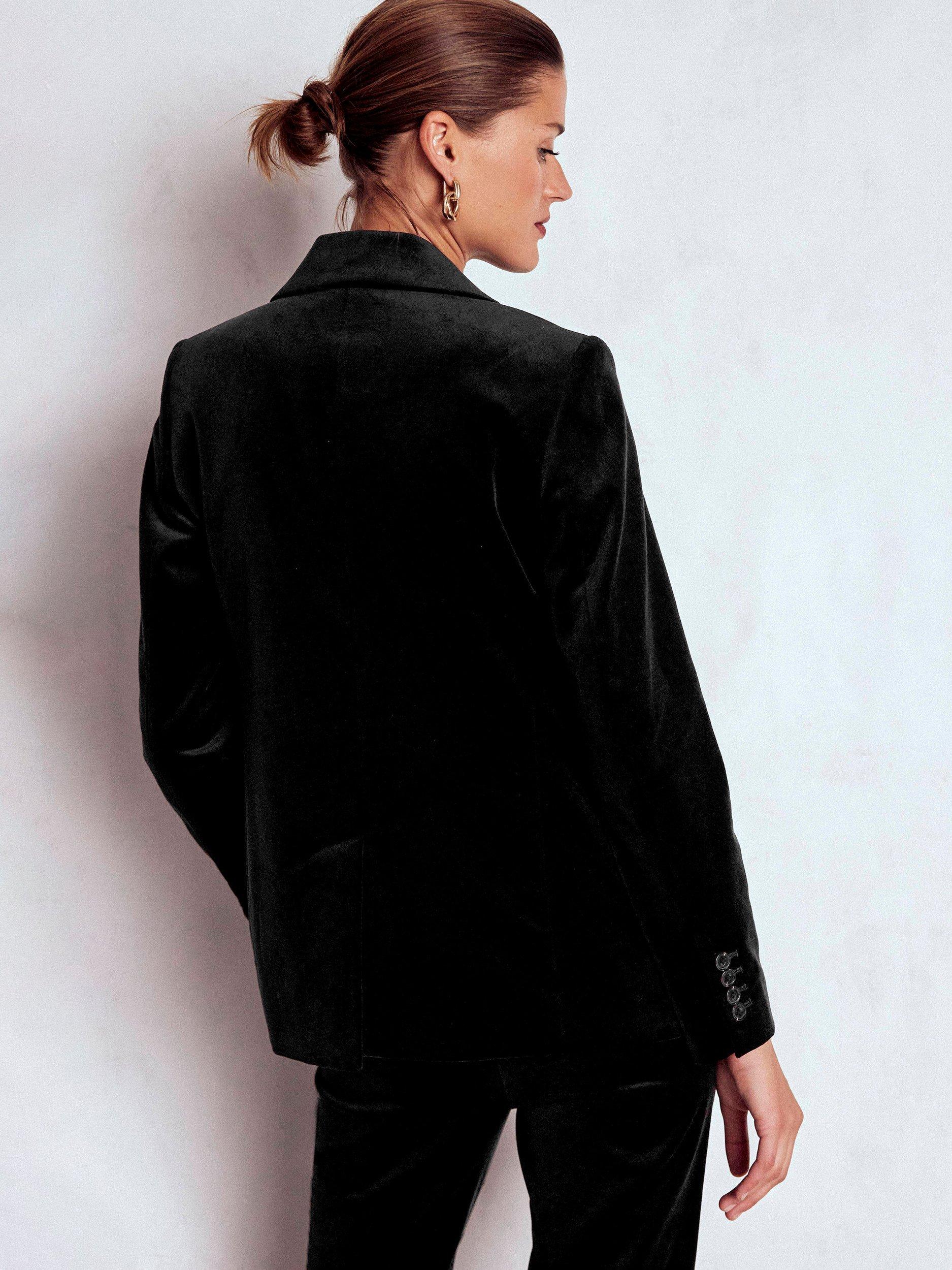 Product image 3 of 6, which shows Boden Stamford Velvet Blazer, Black, 12