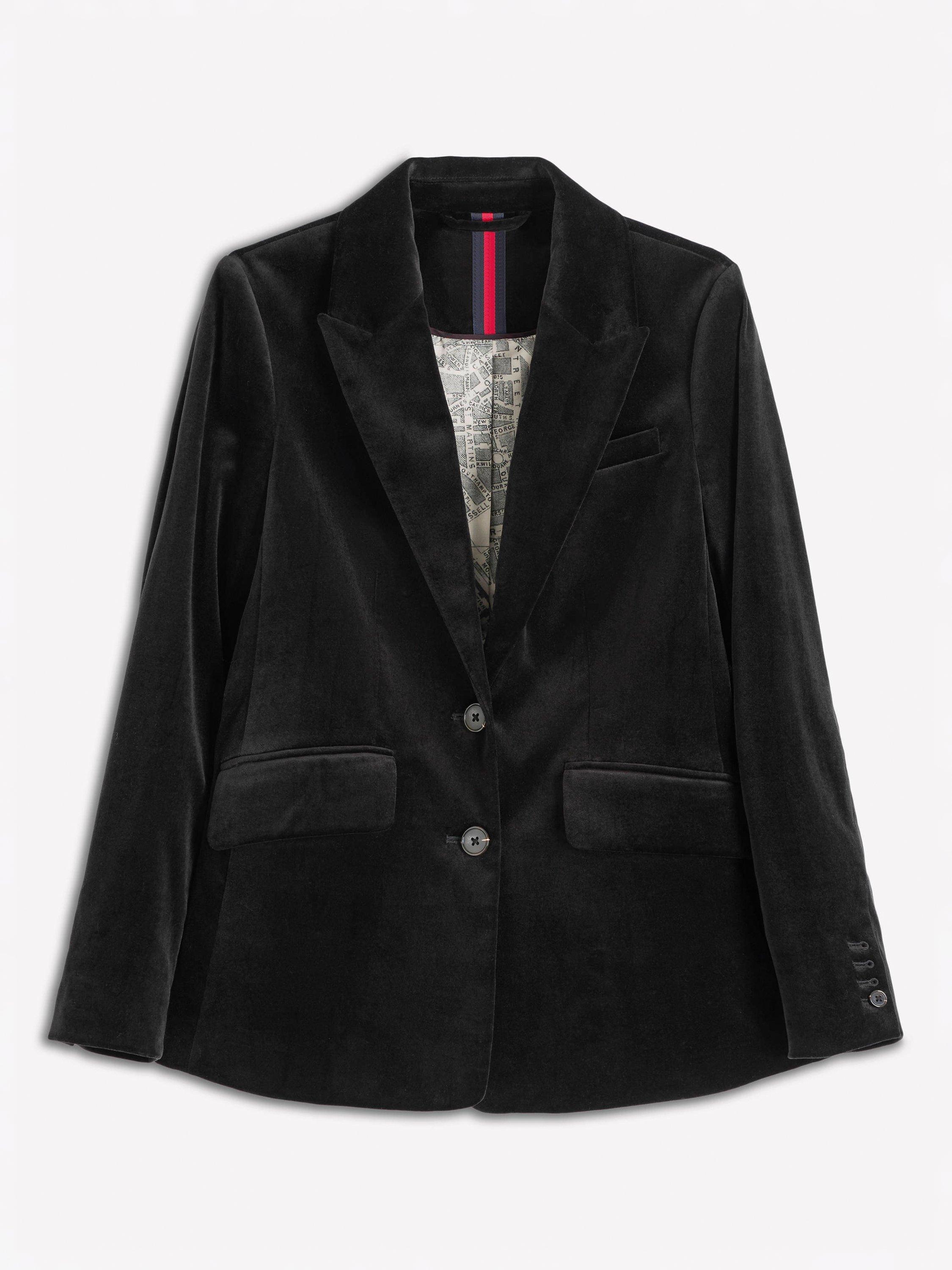 Product image 6 of 6, which shows Boden Stamford Velvet Blazer, Black, 12