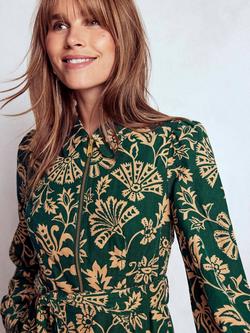 Boden Adelaide Floral Zip Corduroy Midi Dress, Emerald/Multi - view 2, Emerald/Multi