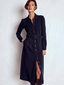 Boden Anita Long Sleeve Shirt Dress containing LENZING™ ECOVERO™ Viscose, Navy, Navy