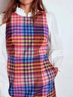 Boden Annie Check Wool Rich Shift Dress, Multi - view 2, Multi