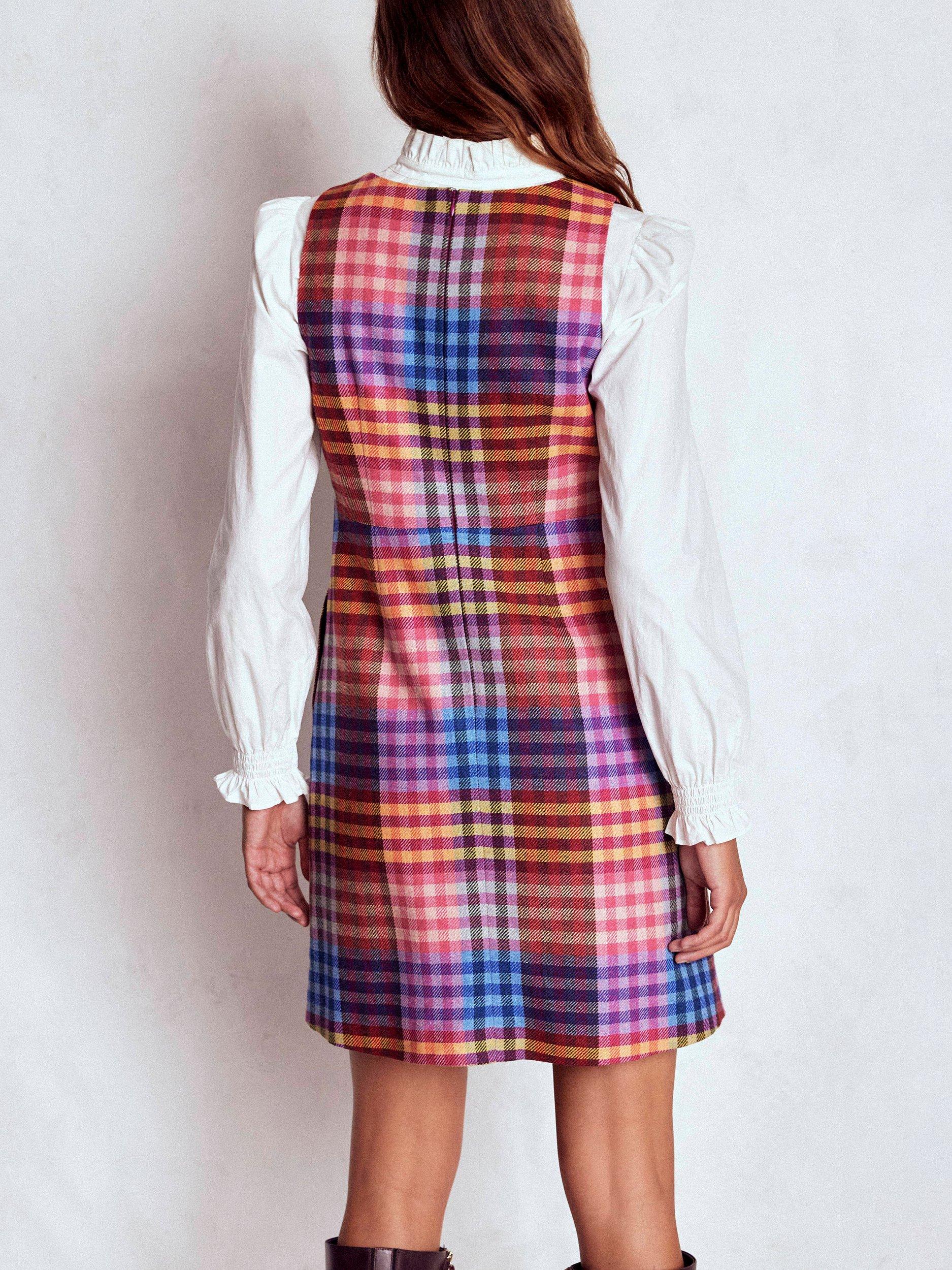 Product image 3 of 5, which shows Boden Annie Check Wool Rich Shift Dress, Multi, 10