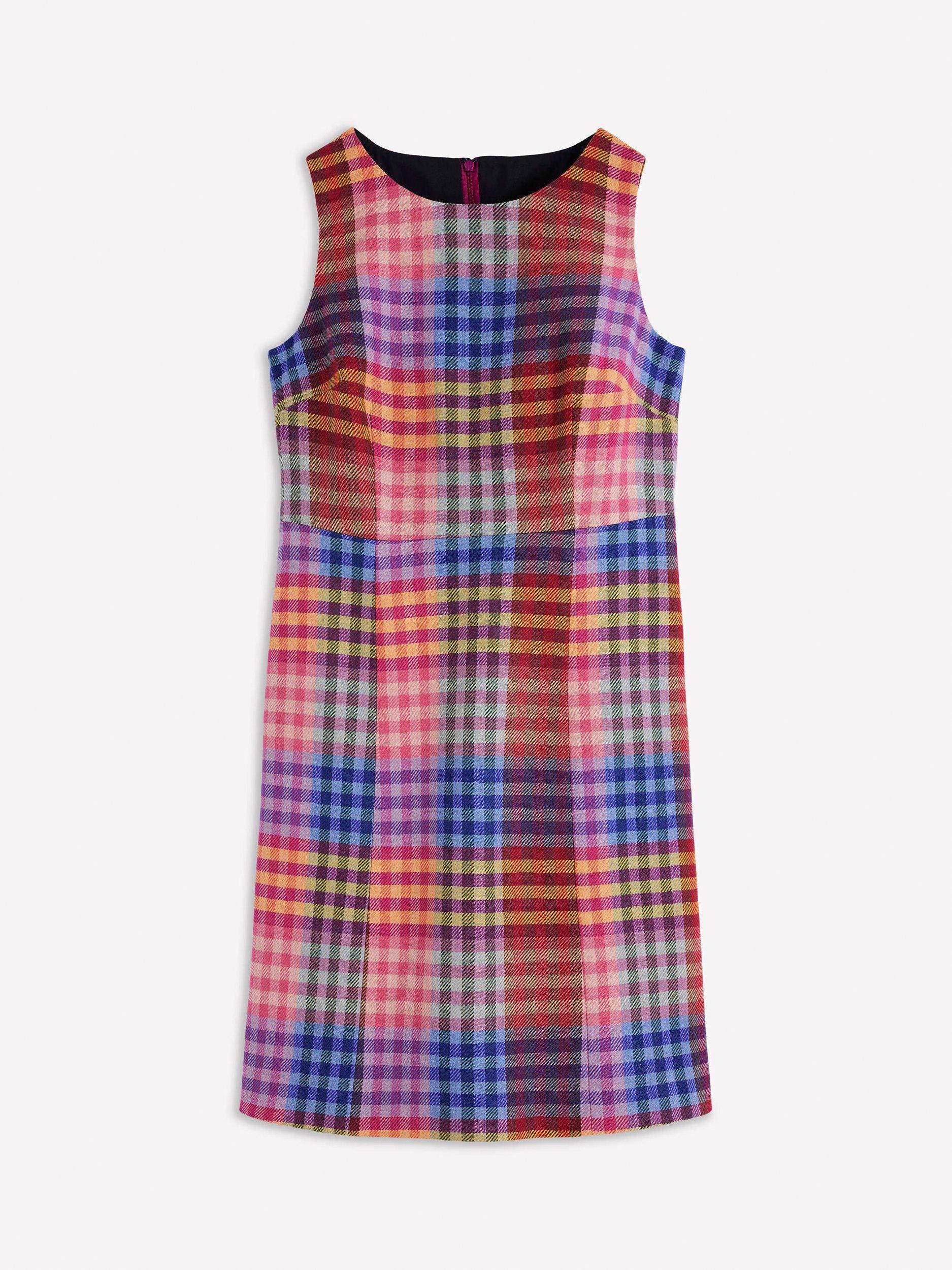 Product image 5 of 5, which shows Boden Annie Check Wool Rich Shift Dress, Multi, 10