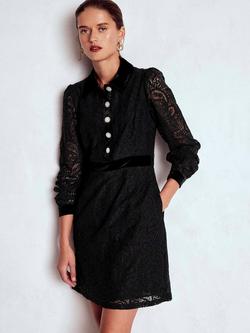 Boden Collar Button Lace Dress, Black, Black