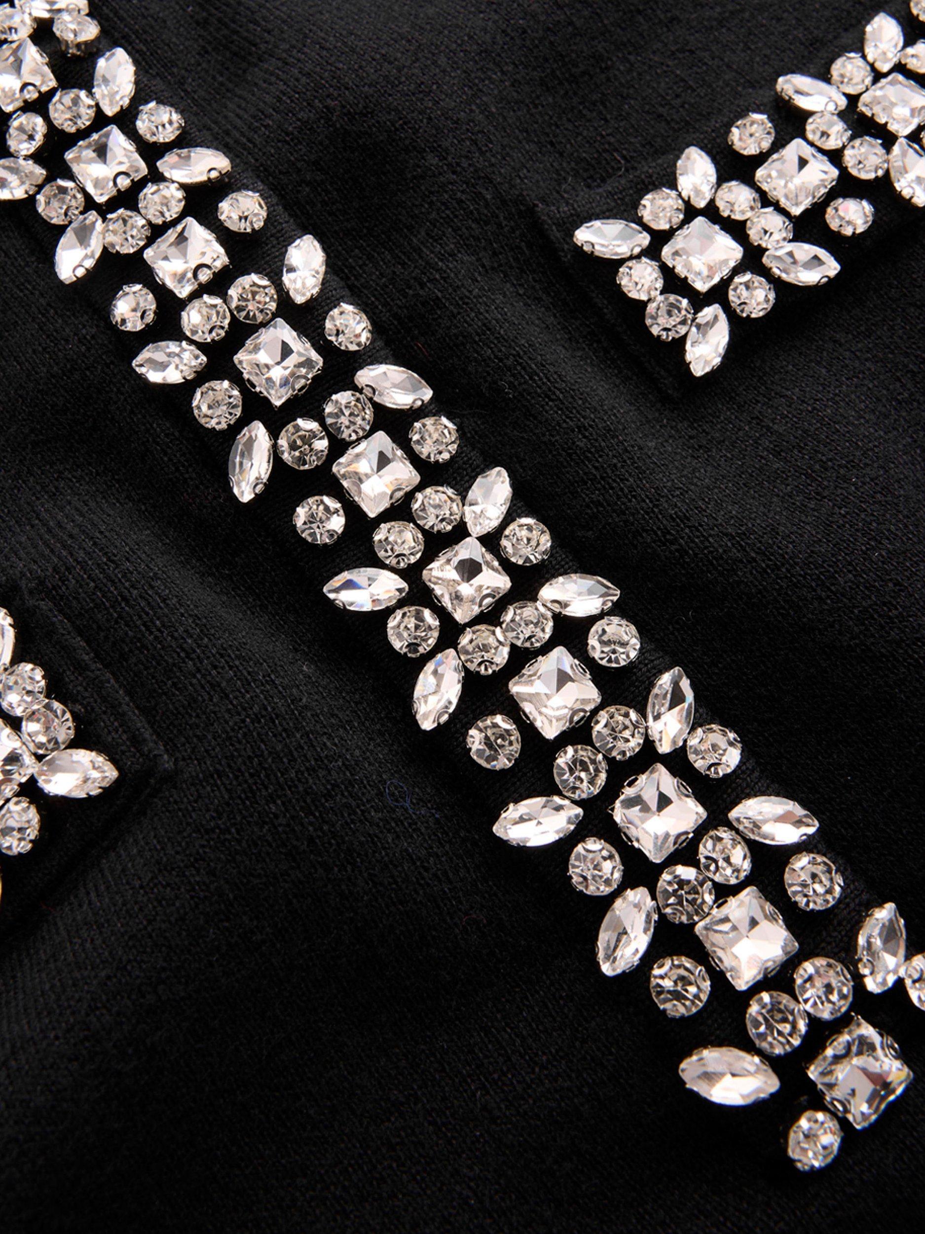 Product image 5 of 6, which shows Boden Embellished Knit Round Neck Mini Dress, Black, 8