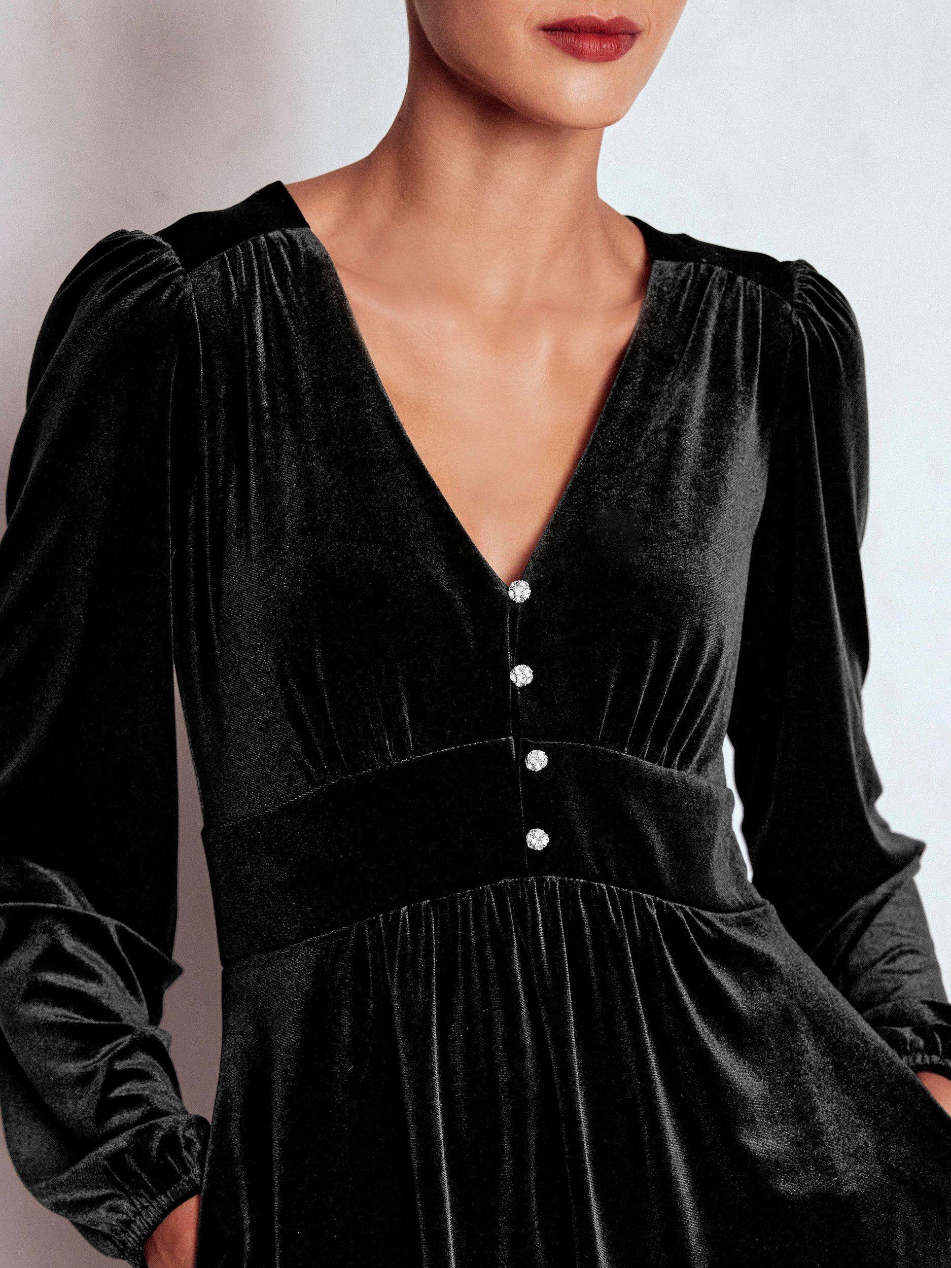 Product image 3 of 6, which shows Boden Jocelyn Velvet Mini Dress, Black, 10