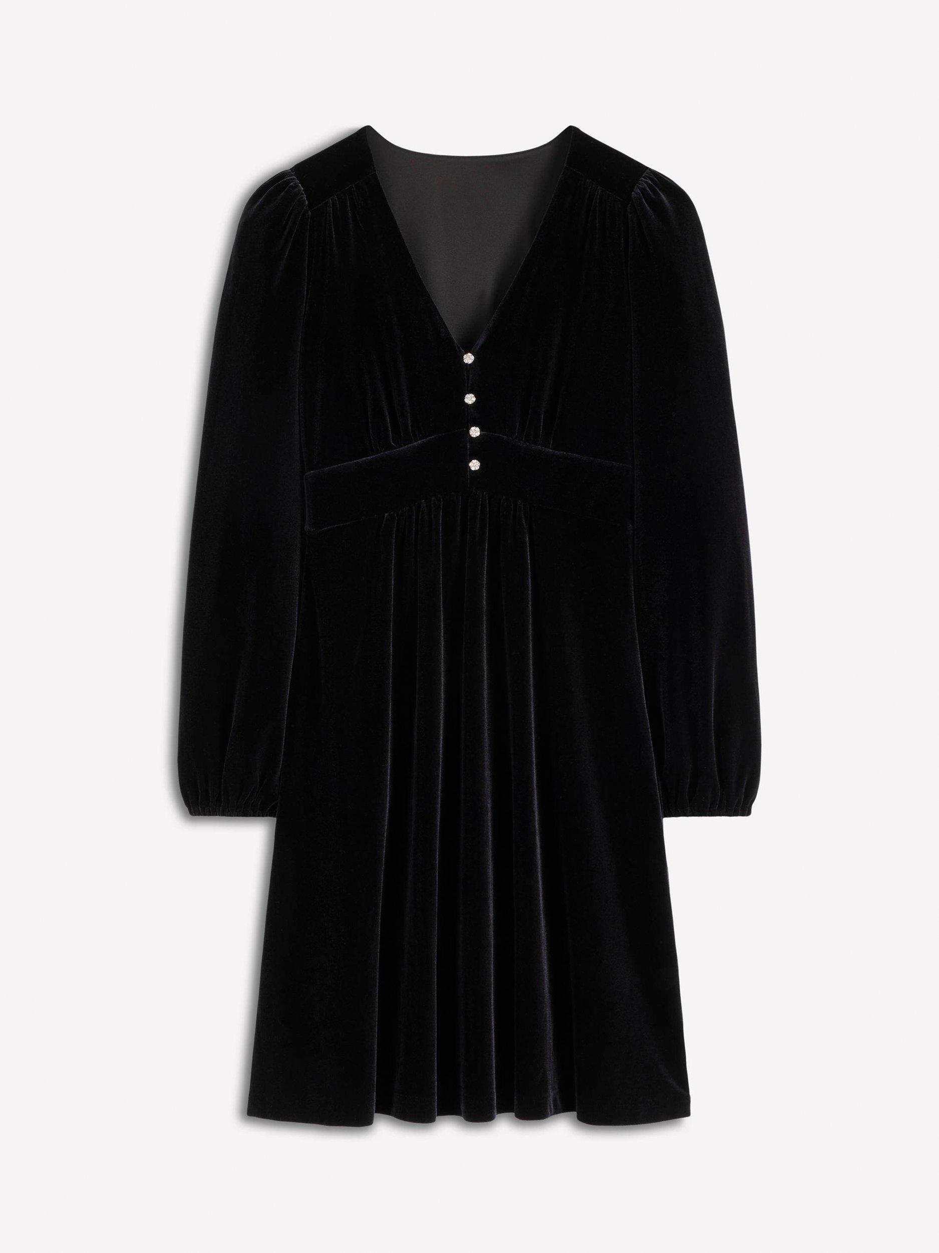 Product image 6 of 6, which shows Boden Jocelyn Velvet Mini Dress, Black, 10