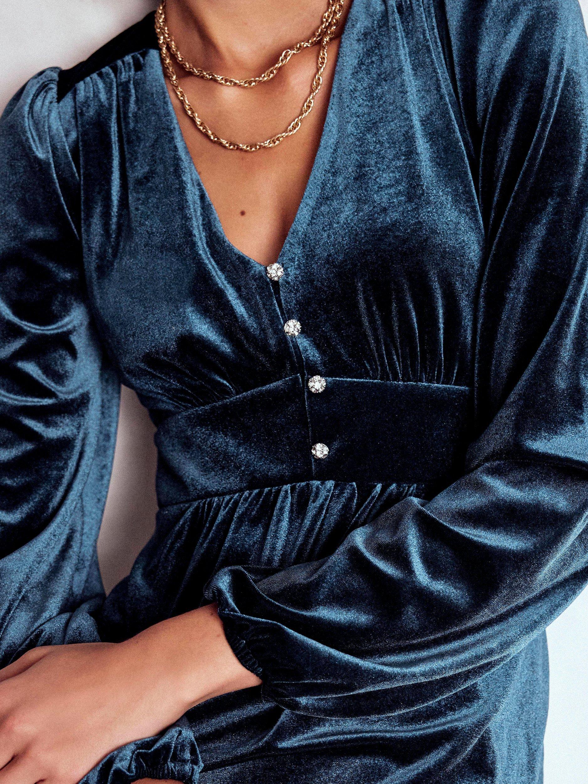 Product image 3 of 5, which shows Boden Jocelyn Velvet Mini Dress, Midnight Ocean, 10