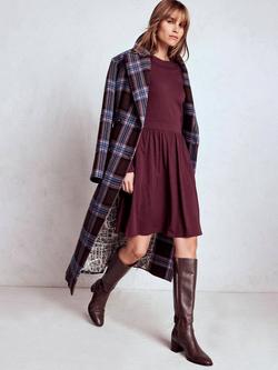 Boden Mila Long Sleeve Jersey Dress, Dark Cherry - view 2, Dark Cherry