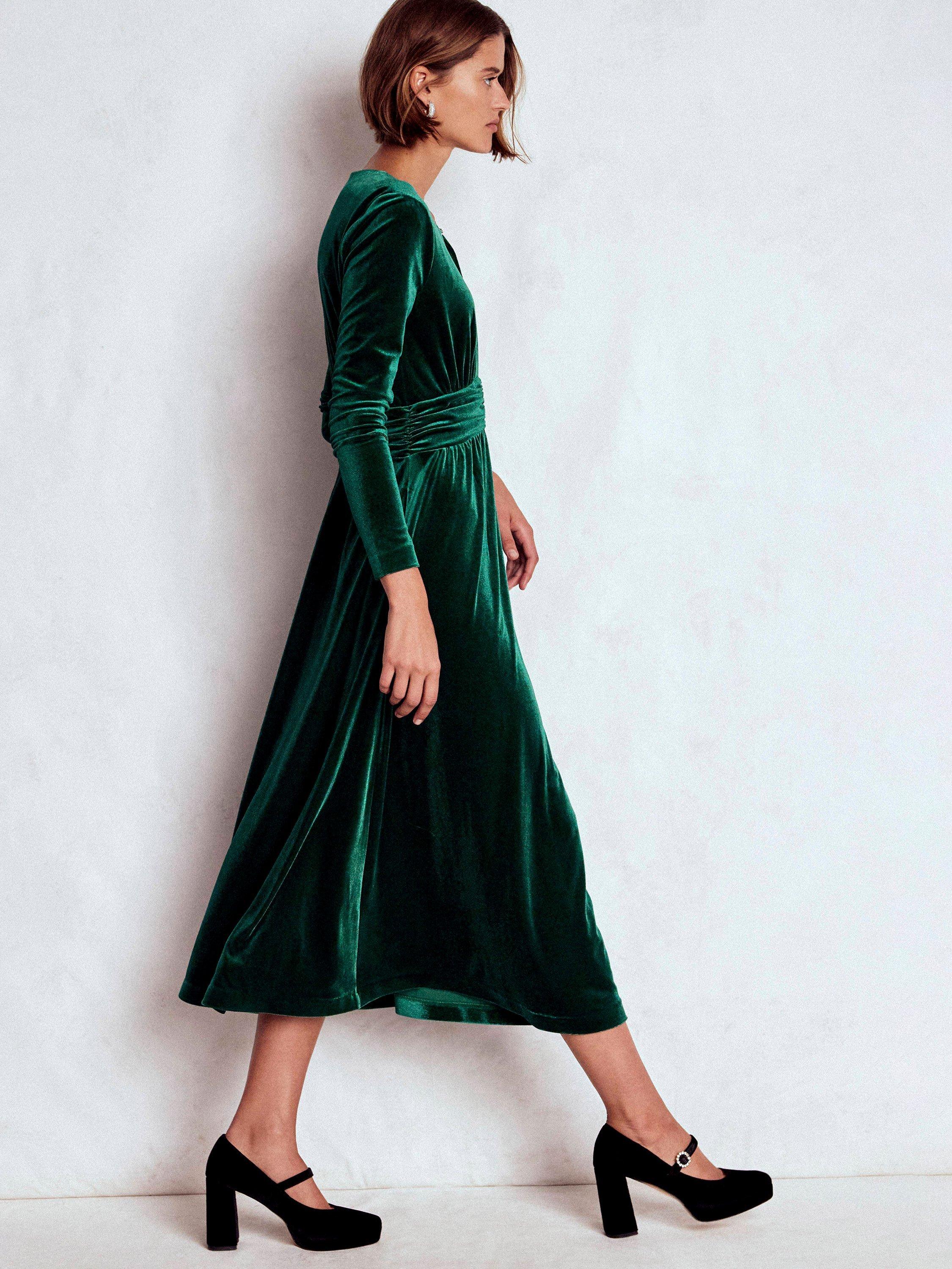 Product image 4 of 6, which shows Boden Tilda Velvet Midi Dress, Botanical Garden, 8