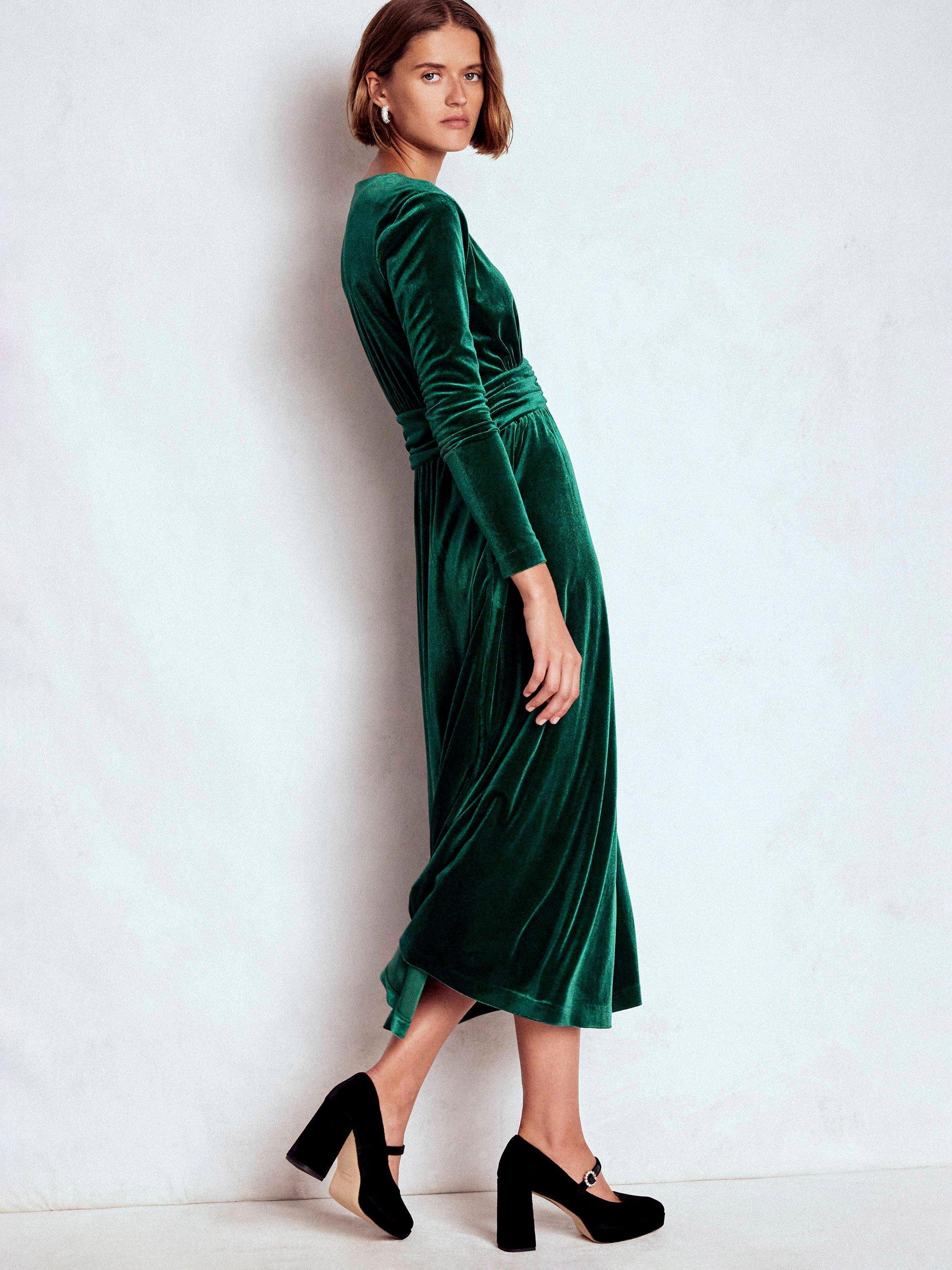 Product image 5 of 6, which shows Boden Tilda Velvet Midi Dress, Botanical Garden, 8