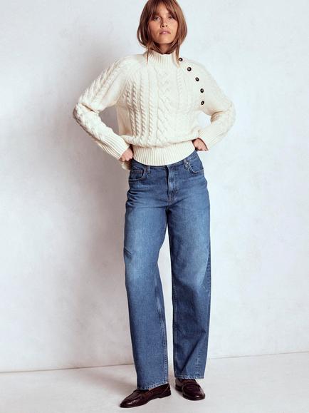 Boden Full Length Relaxed Fit Mid Rise Denim Jeans, Mid Vintage