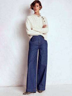 Boden Stitch Detail Wide Leg Jeans, Indigo, Indigo