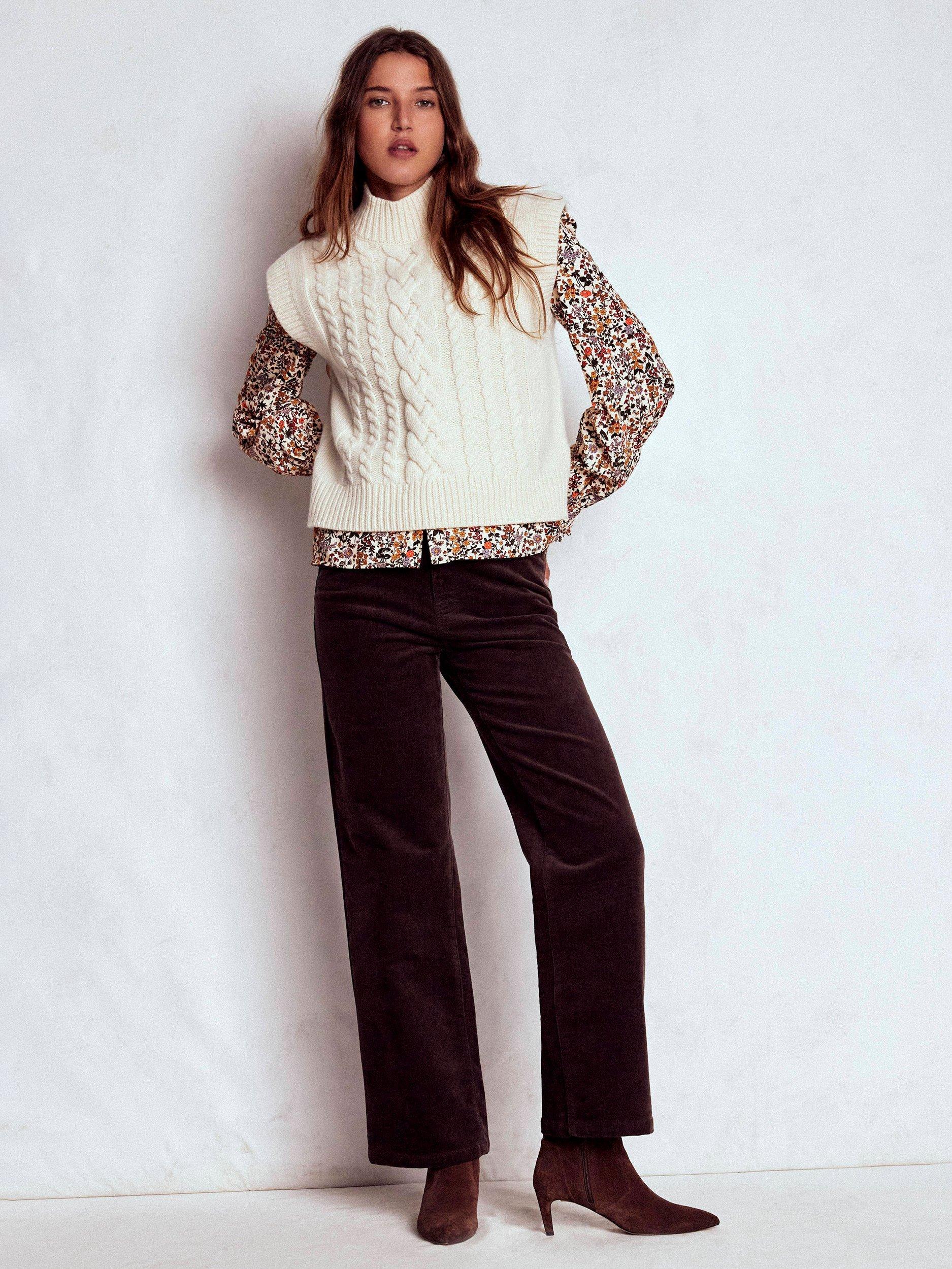 Product image 6 of 8, which shows Boden Floral Long Sleeve Round Neck Blouse, Ivory/Multi, 8