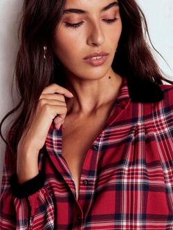 Boden Check Long Sleeve Collar Shirt - view 2, Red/Multi