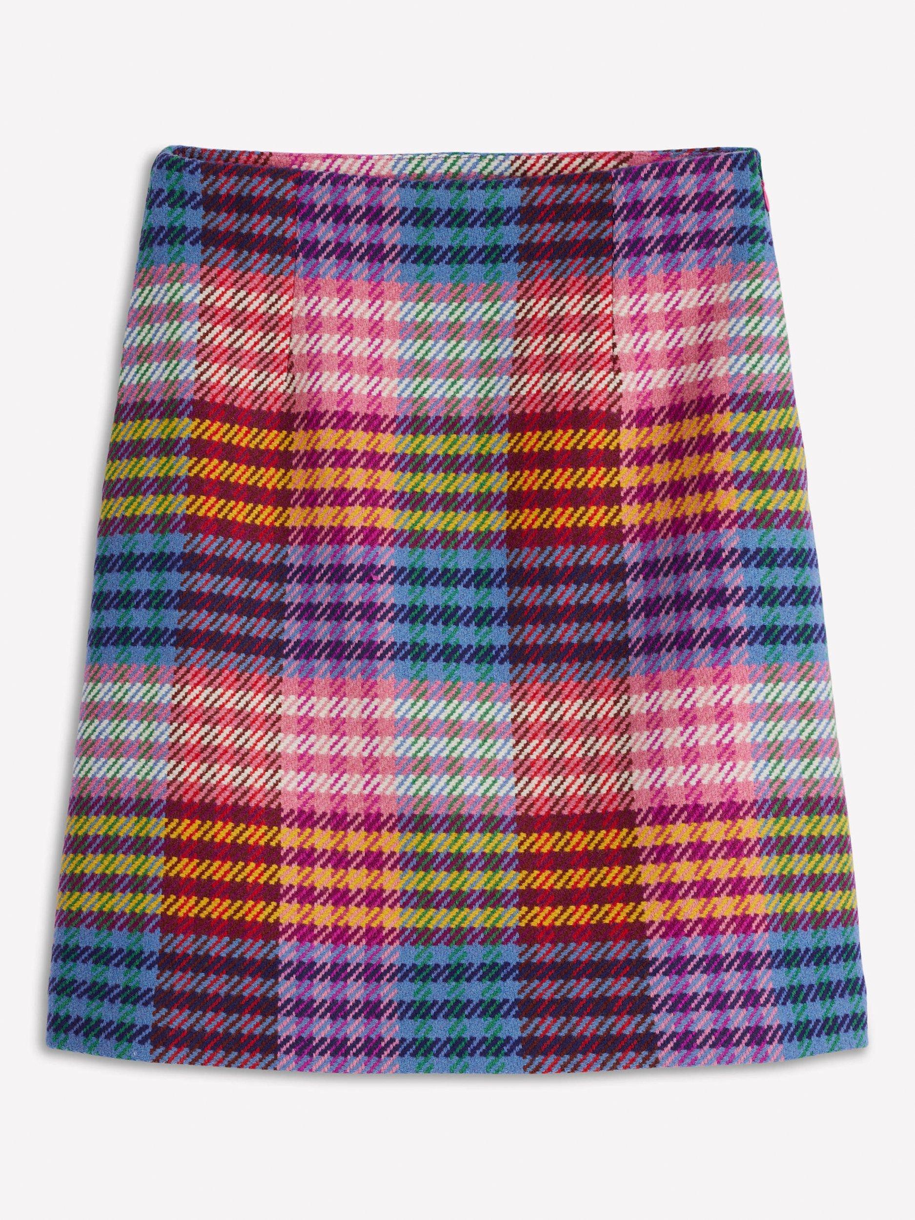 Product image 7 of 7, which shows Boden Gia Wool Blend Check Mini Skirt, Neon/Multi, 12