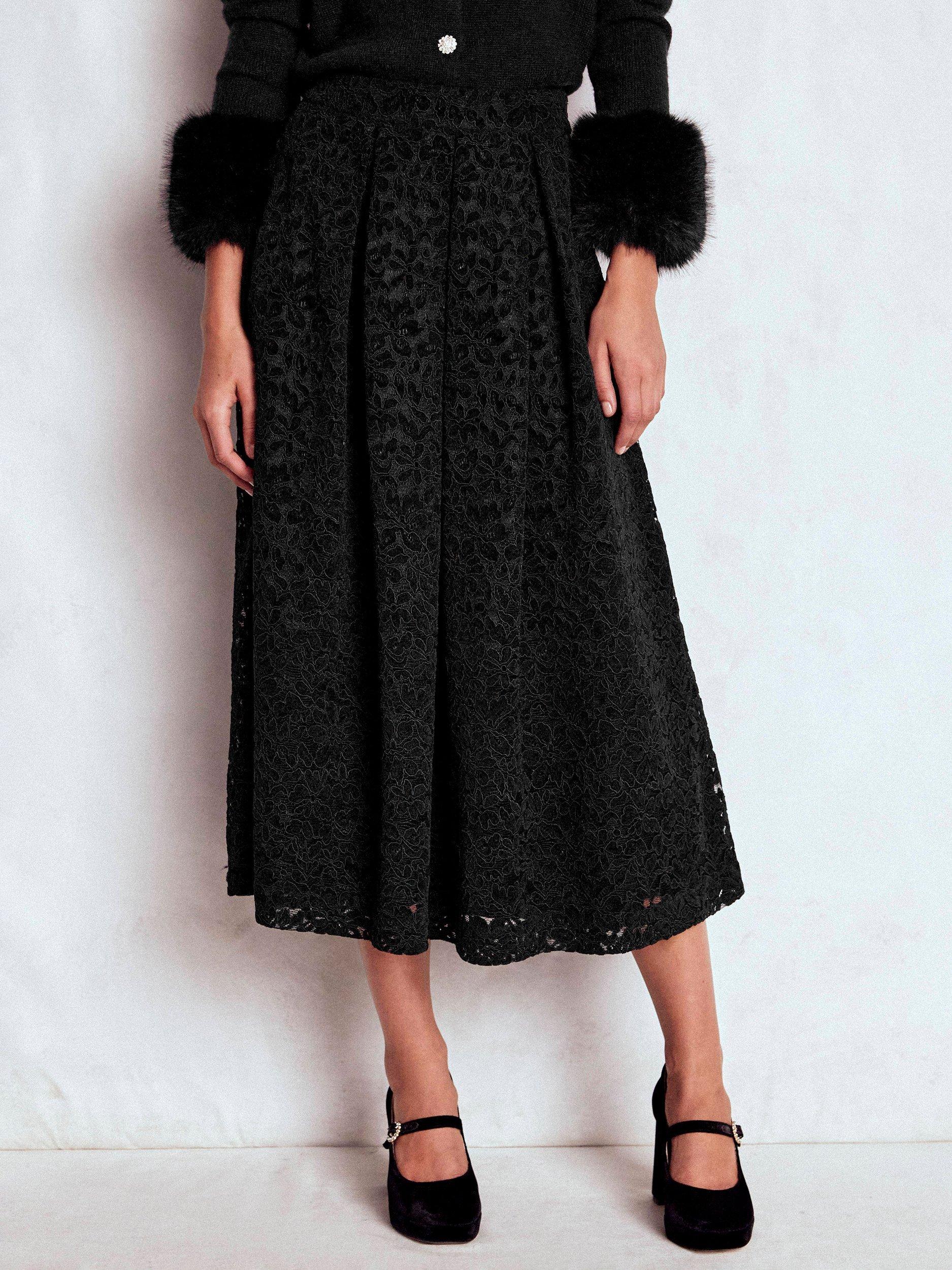 Product image 5 of 6, which shows Boden Verity Lace Midi Skirt, Black, 10