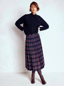 Boden Amara Cable Knit Pure Wool Jumper, Navy