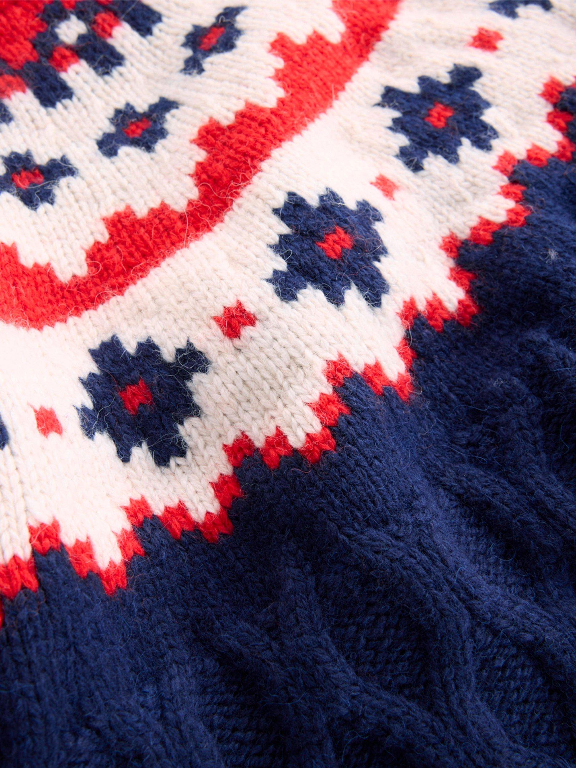 Product image 4 of 5, which shows Boden Eleanor Fair Isle Round Neck Wool Blend Jumper , Navy/Multi, S