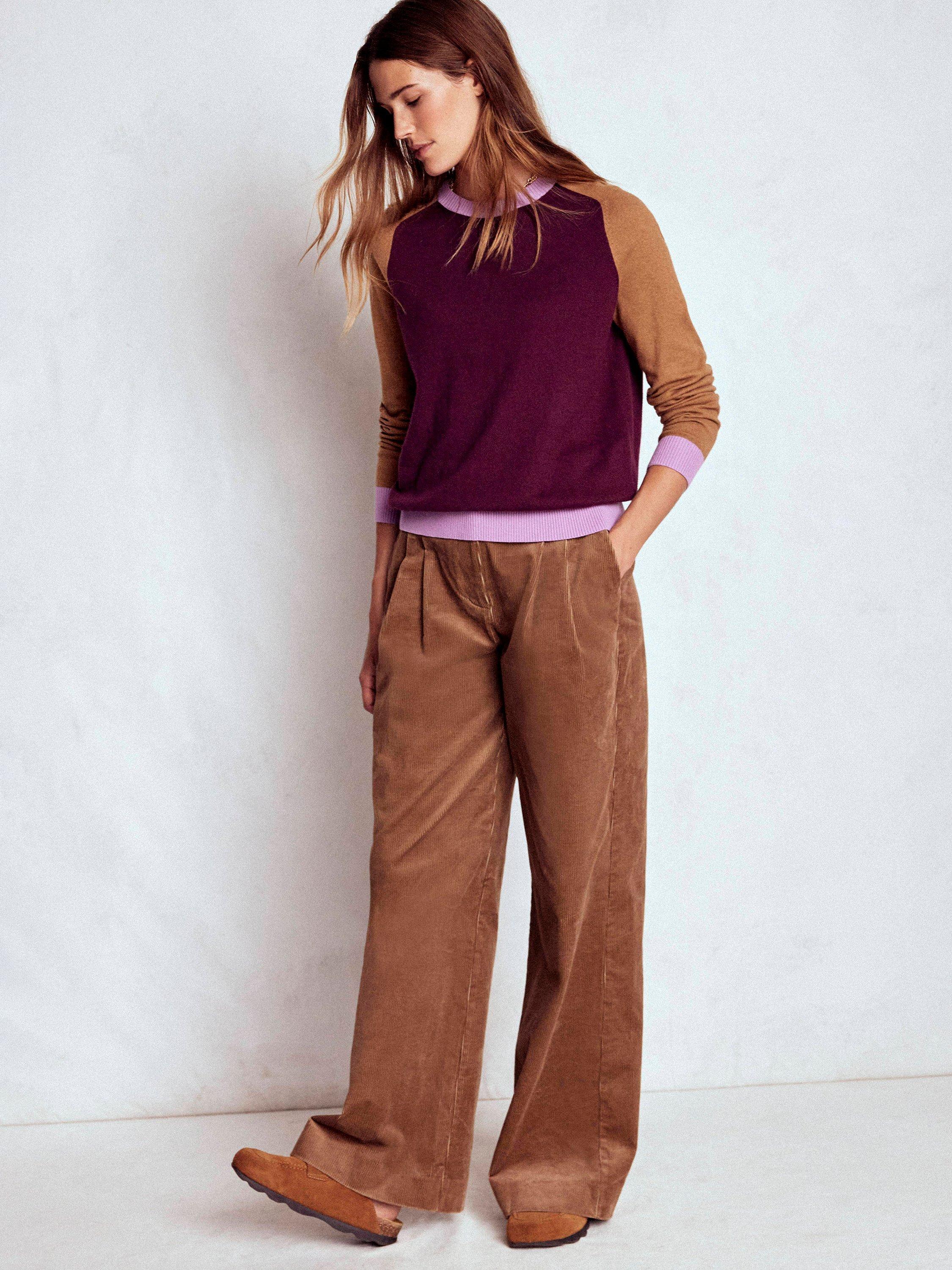 Product image 5 of 7, which shows Boden Meg Colour Block Raglan Sleeve Jumper, Purple/Multi, XL