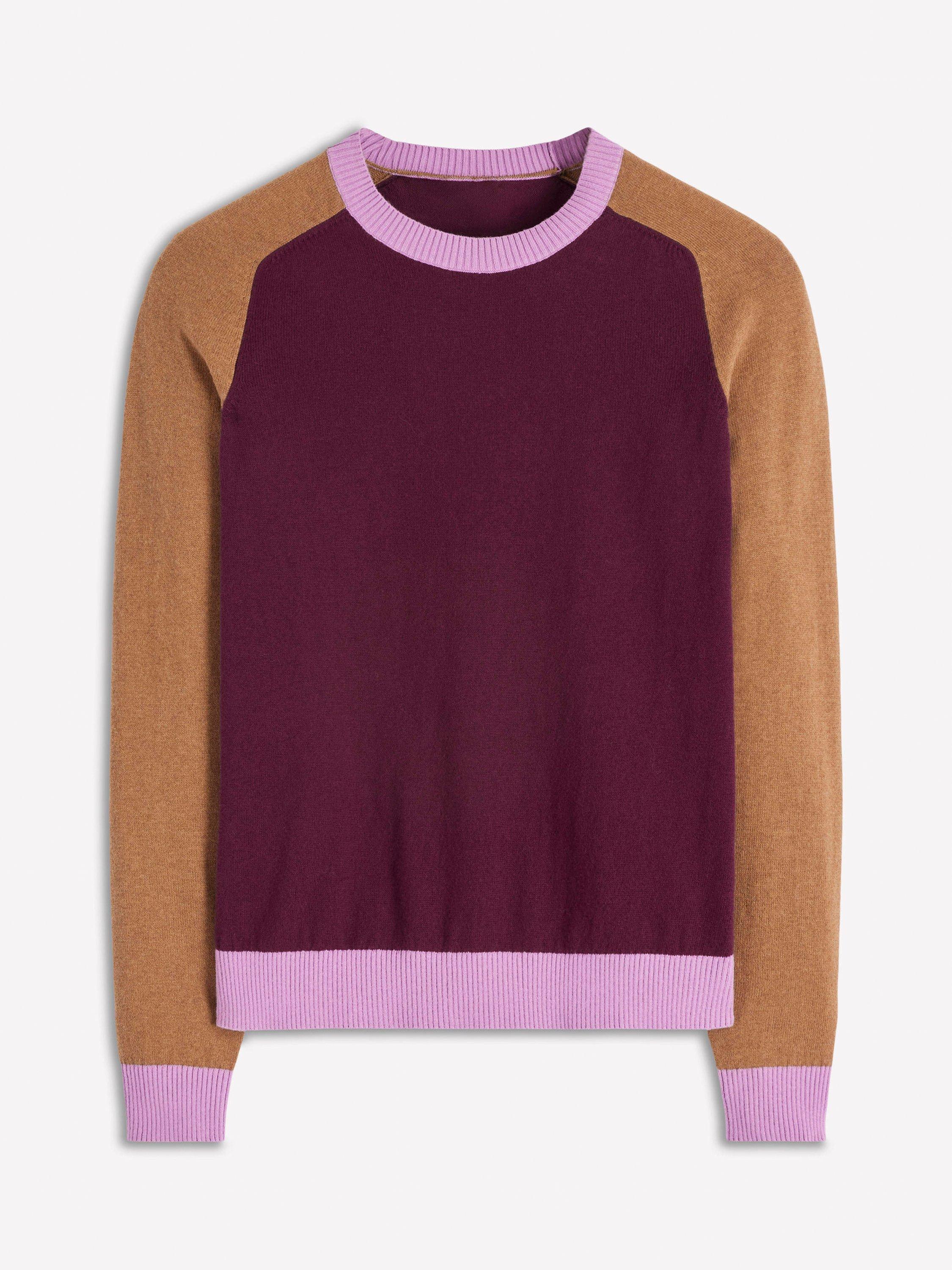 Product image 7 of 7, which shows Boden Meg Colour Block Raglan Sleeve Jumper, Purple/Multi, XL