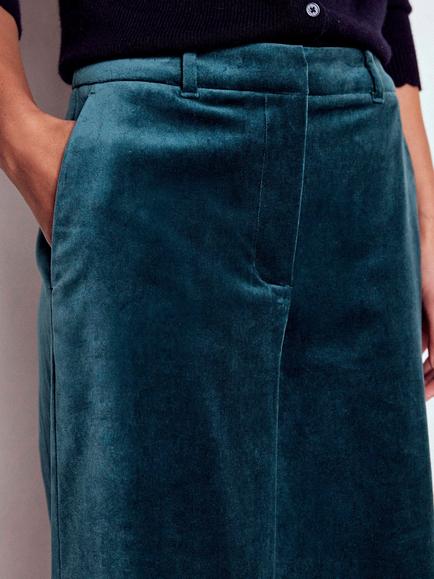Boden Belgravia Velvet Trousers, Midnight Teal - view 2, Midnight Teal