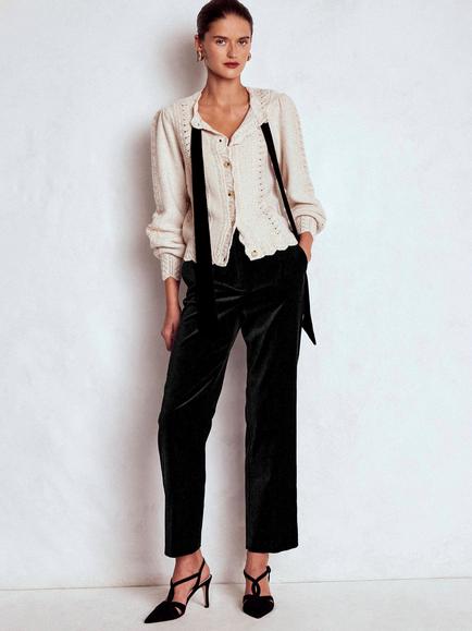 Boden Canonbury Velvet Trousers, Black