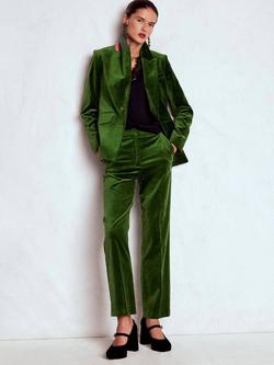 Boden Canonbury Velvet Trousers, Green Fir
