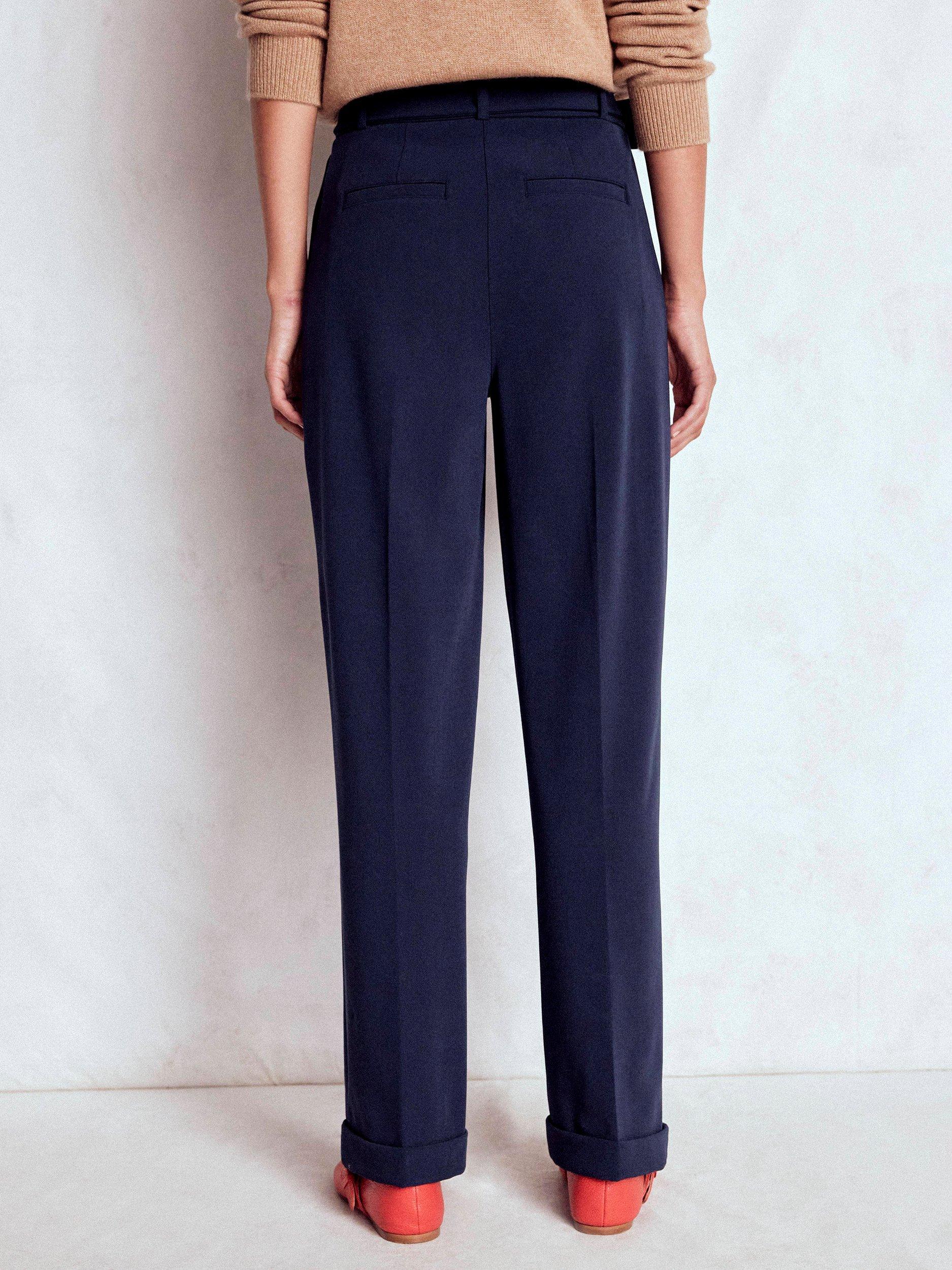 Product image 3 of 6, which shows Boden Pleat Front Trousers, Navy, 8