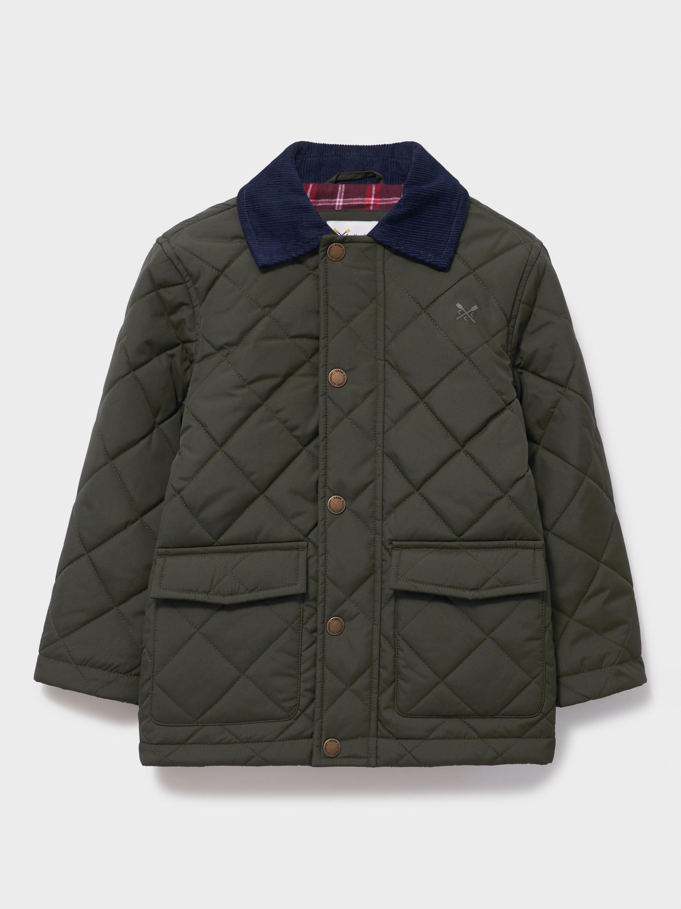 Product image 2 of 3, which shows Crew Clothing Kids' Quilted Jacket, Mid Green, 8-9 years
