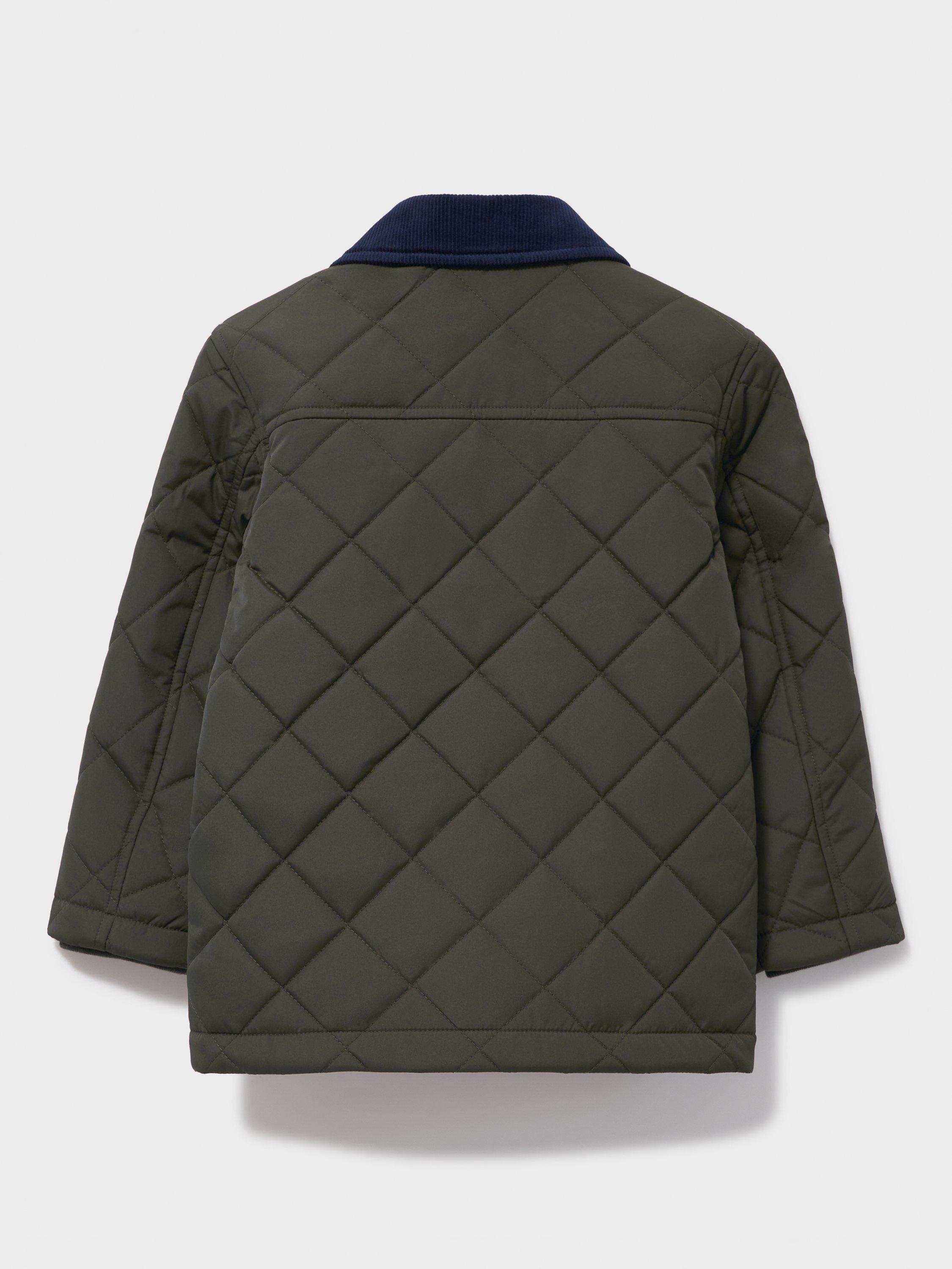 Product image 3 of 3, which shows Crew Clothing Kids' Quilted Jacket, Mid Green, 8-9 years