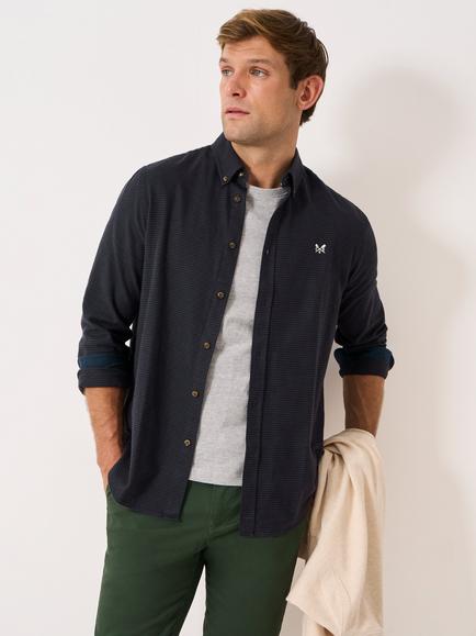 Crew Clothing Cotton Flannel Shirt,  Graphite Grey, Graphite Grey