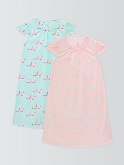 John Lewis Flamingo/Star Nightdress, Pack of 2, Multi, Multi