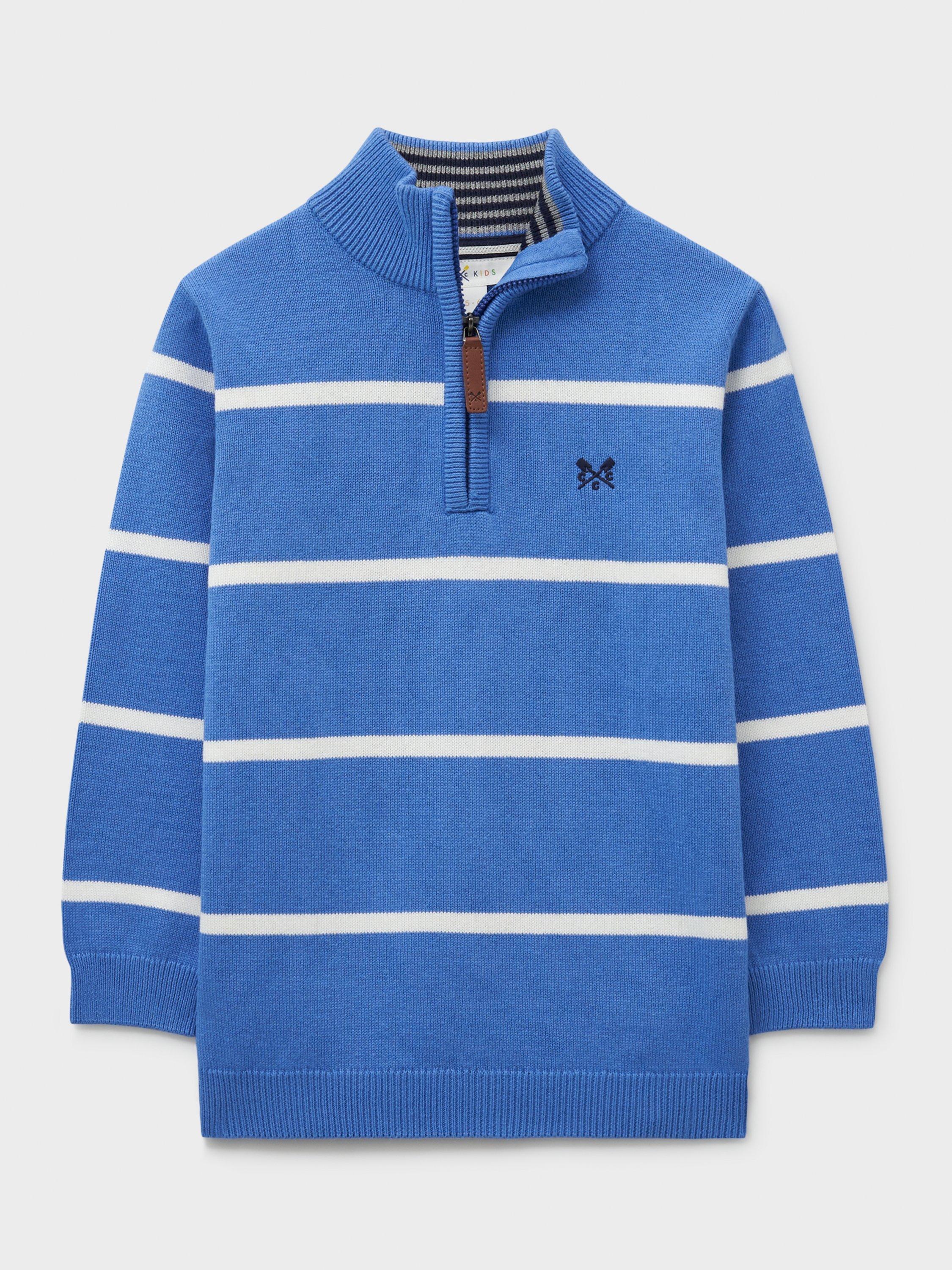 Product image 1 of 3, which shows Crew Clothing Kids' Cotton Half Zip Jumper, Multi Blue, 8-9 years