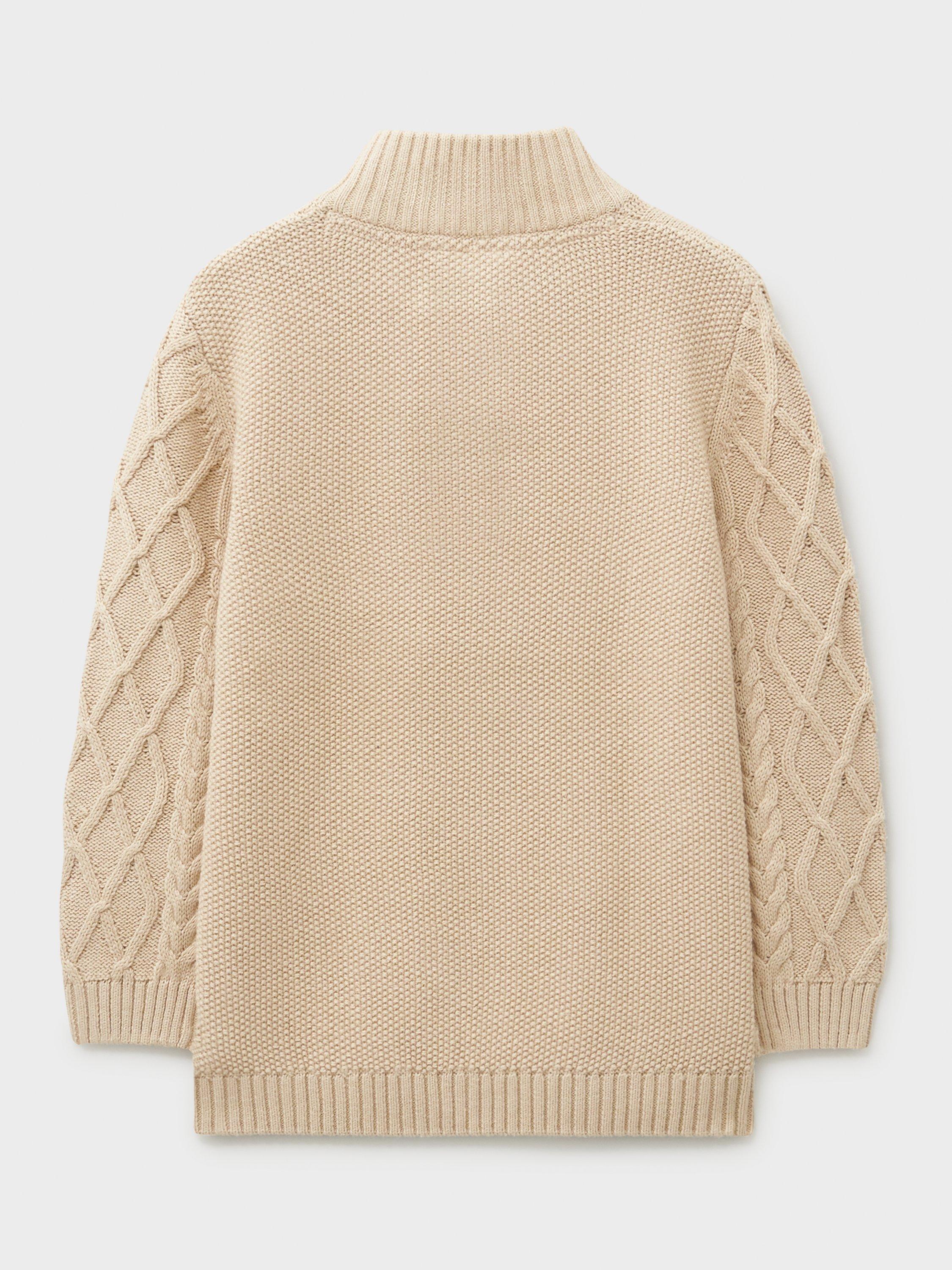 Product image 2 of 3, which shows Crew Clothing Kids' Cotton Blend Half Button Jumper, Stone, 8-9 years