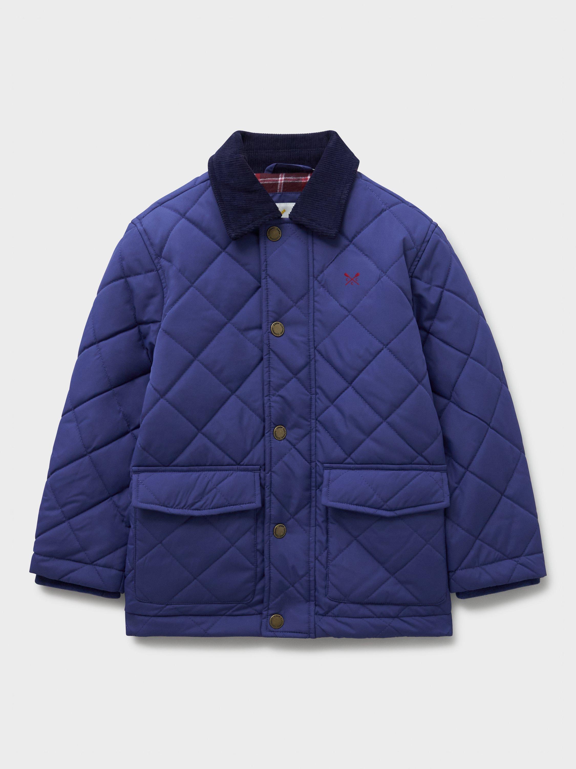 Crew Clothing Kids' Quilted Corduroy Collar Jacket, Navy Blue