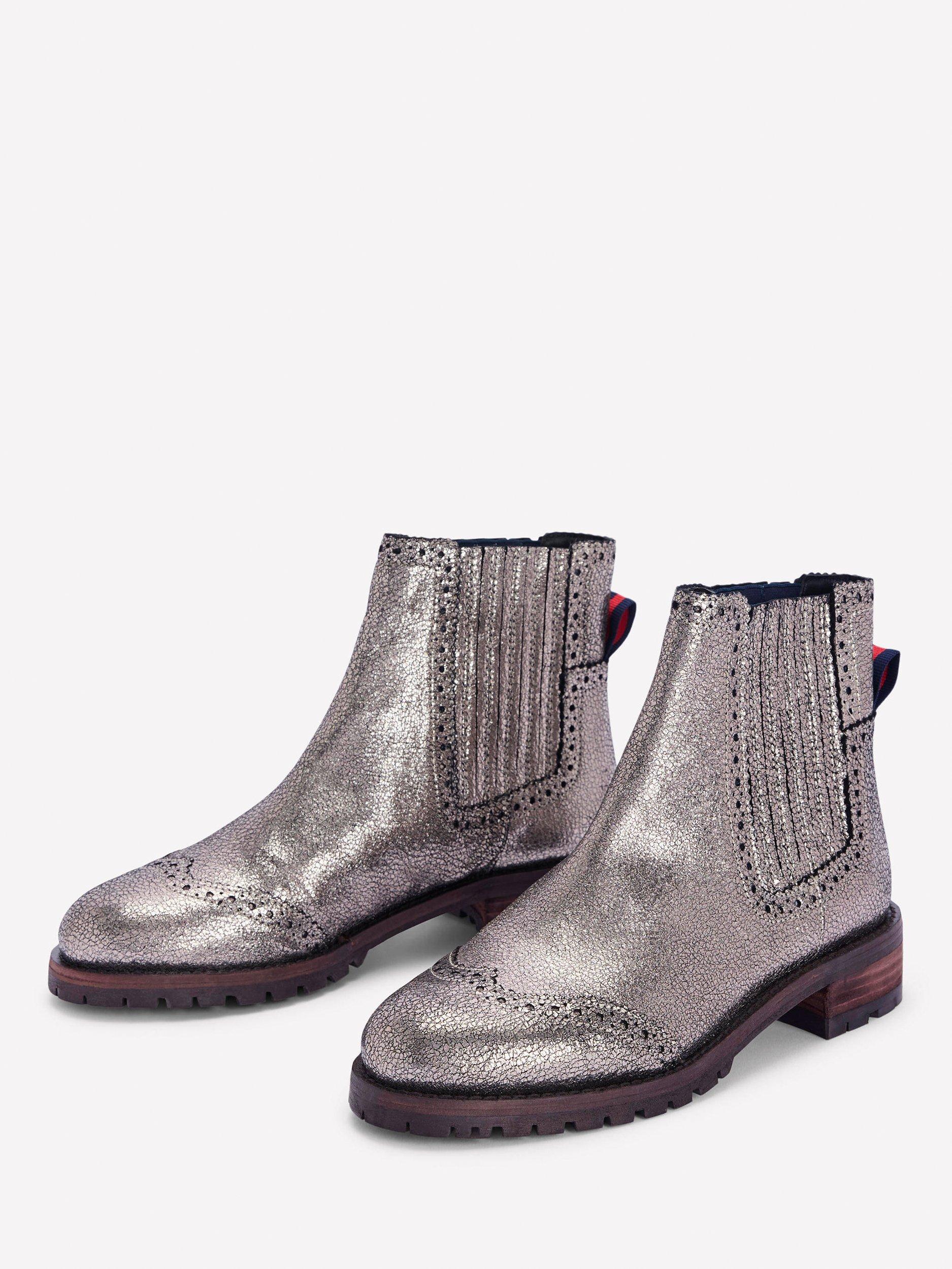 Product image 2 of 4, which shows Boden Brogue Leather Chelsea Boots, Silver, 5