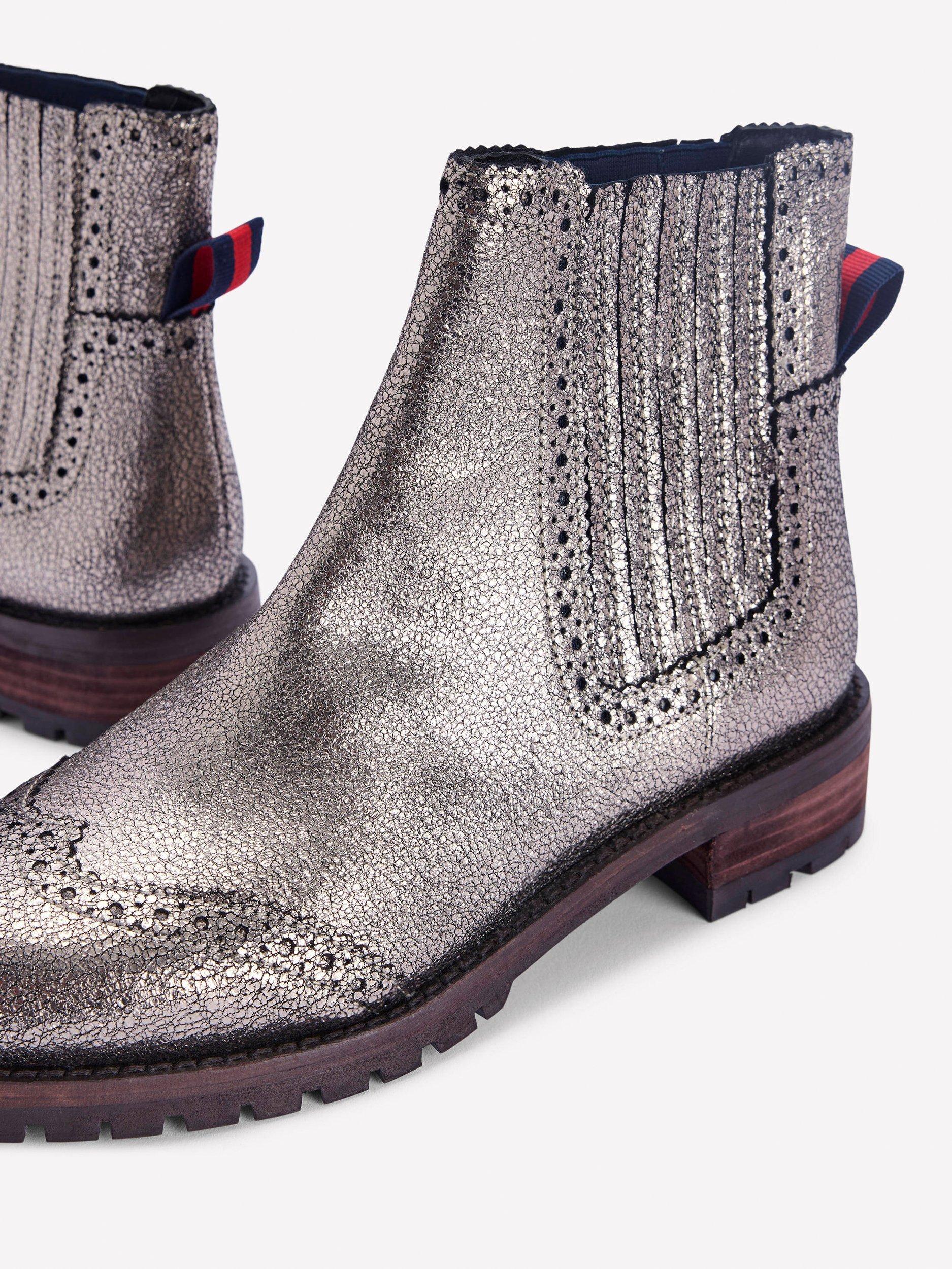 Product image 3 of 4, which shows Boden Brogue Leather Chelsea Boots, Silver, 5