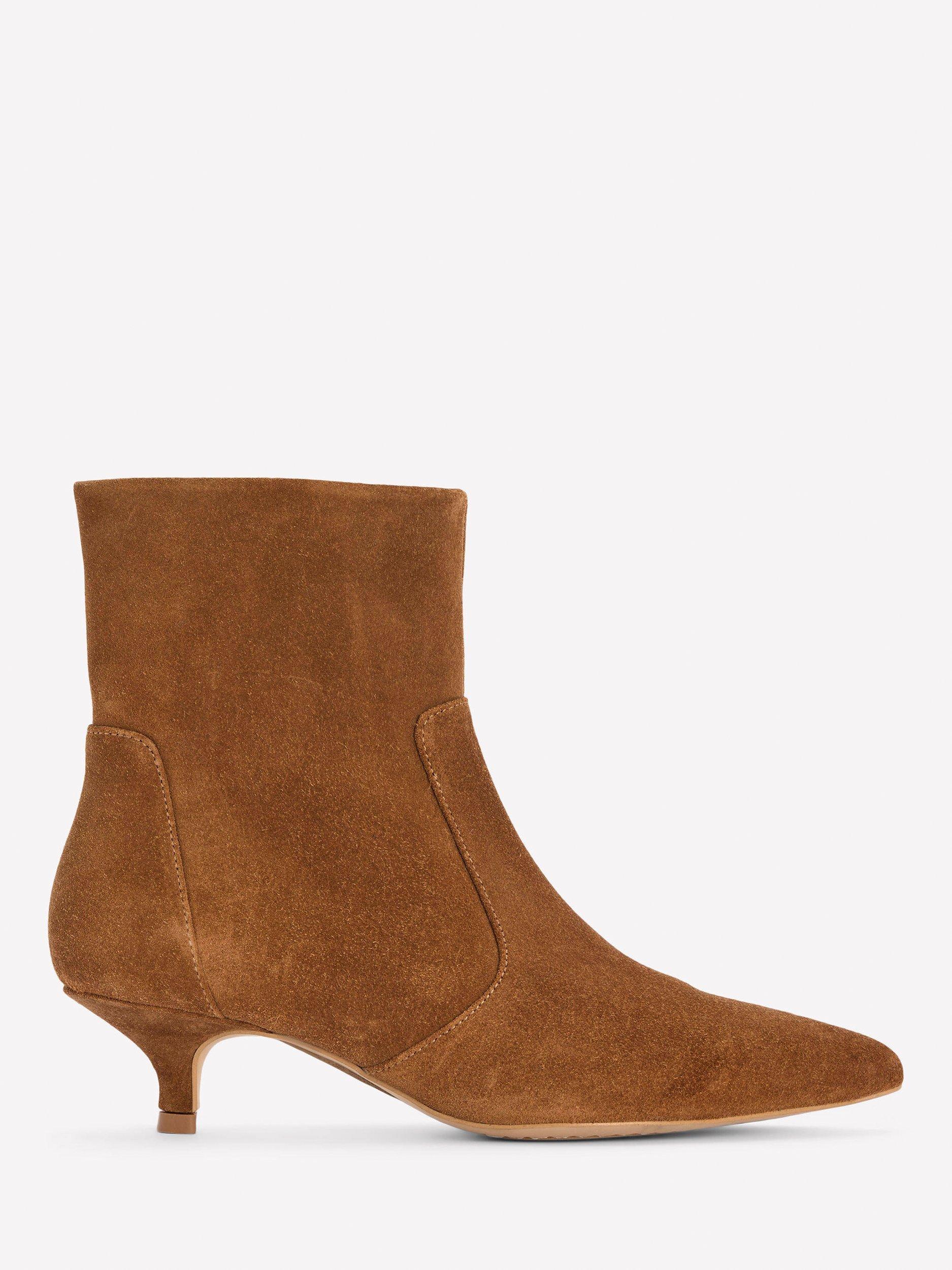 Product image 1 of 4, which shows Boden Suede Kitten Heel Ankle Boots, Cognac, 4