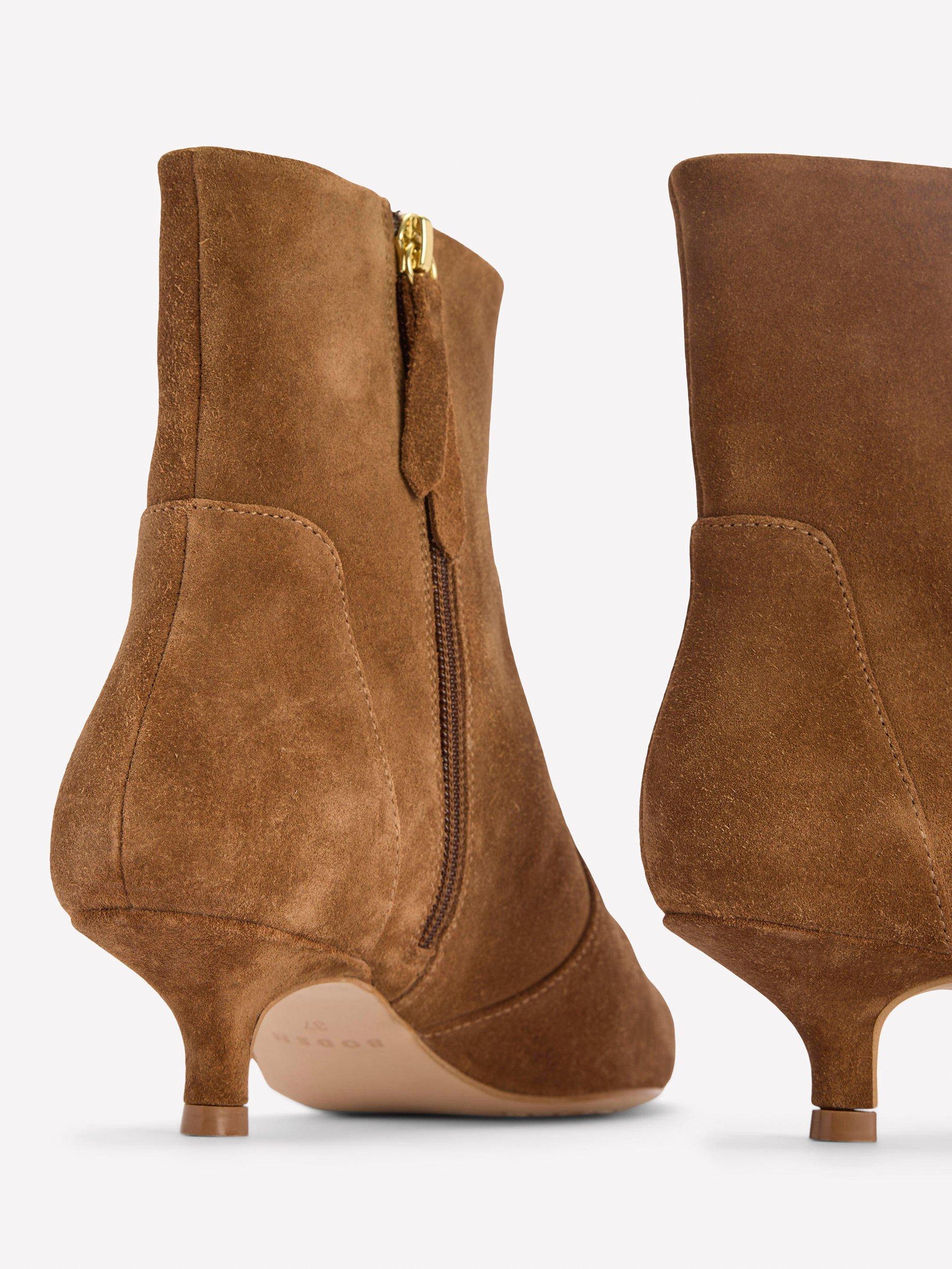 Product image 3 of 4, which shows Boden Suede Kitten Heel Ankle Boots, Cognac, 4