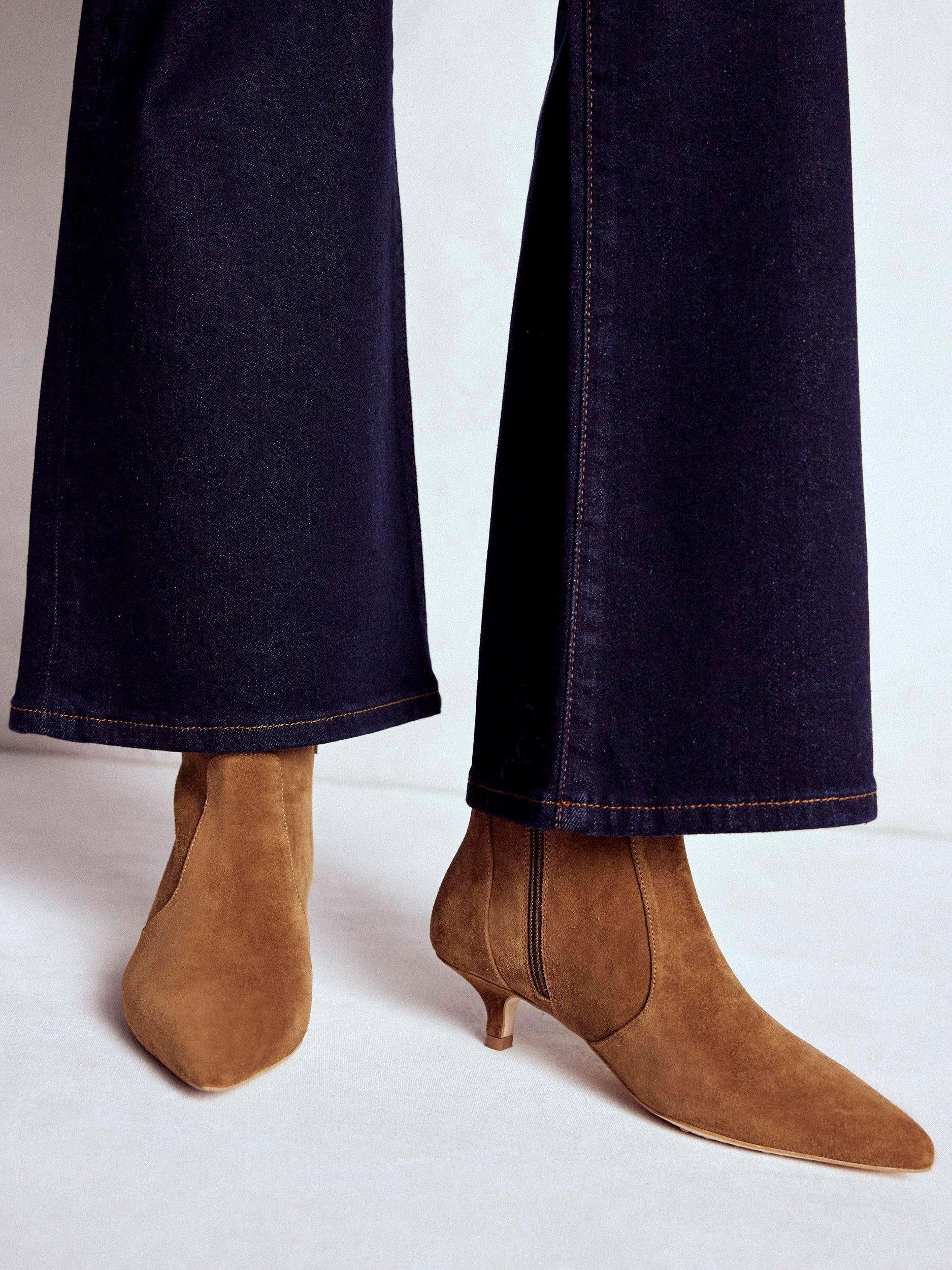 Product image 4 of 4, which shows Boden Suede Kitten Heel Ankle Boots, Cognac, 4