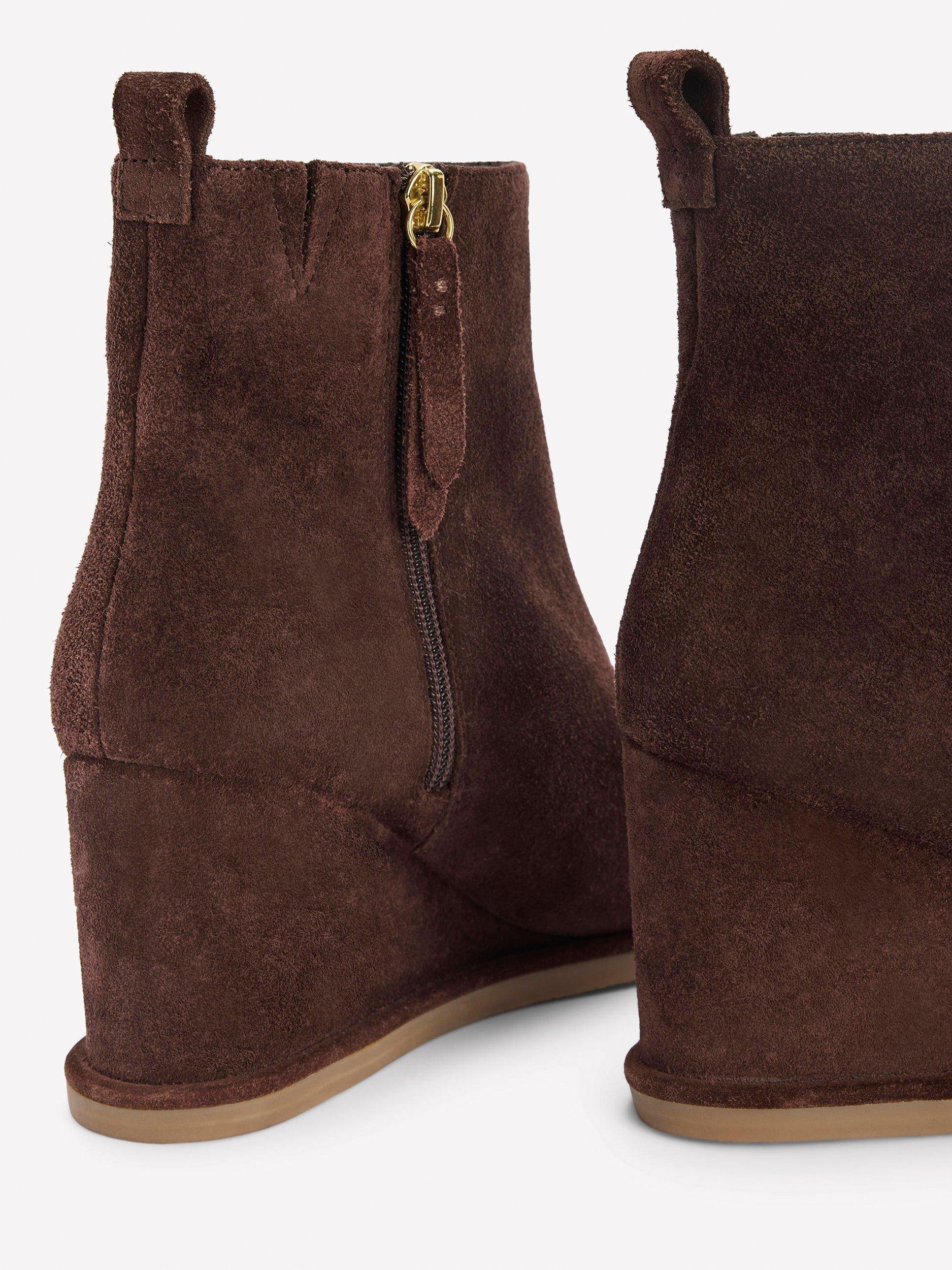Product image 3 of 4, which shows Boden Suede Smart Wedge Boots, Bitter Chocolate, 6