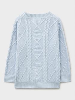 Crew Clothing Kids' Cotton Chunky Knit Crew Neck Jumper, Light Blue - view 2, Light Blue