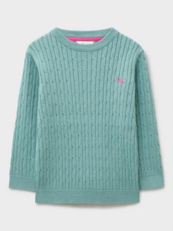 Crew Clothing Kids' Heritage Cable Knit Crew Neck Jumper, Light Green