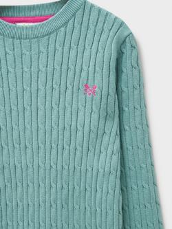 Crew Clothing Kids' Heritage Cable Knit Crew Neck Jumper - view 2, Light Green