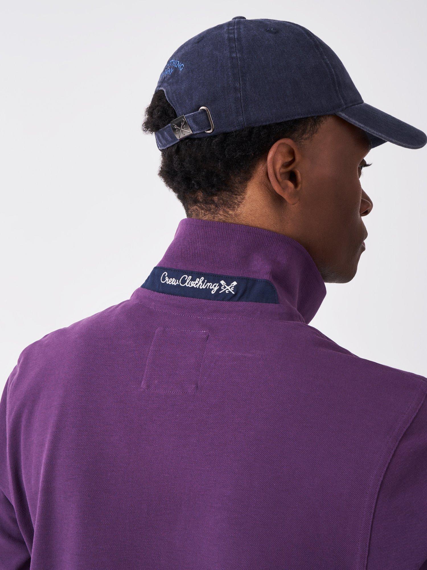 Product image 4 of 5, which shows Crew Clothing Cotton Blend Regular Fit Long Sleeve Polo Shirt, Ruby Red, L