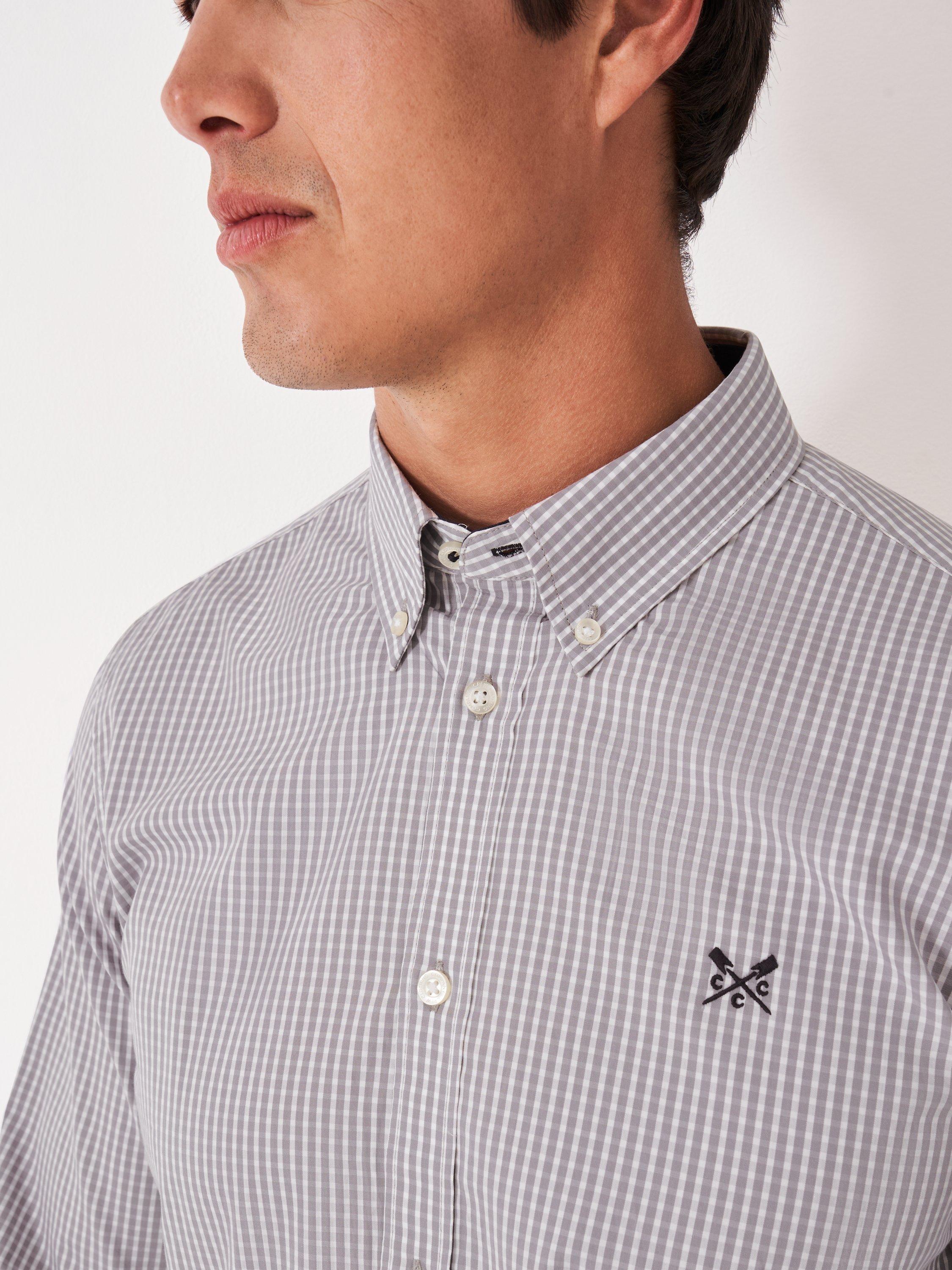 Product image 4 of 5, which shows Crew Clothing Cotton Slim Fit Check Shirt, Graphite Grey, L