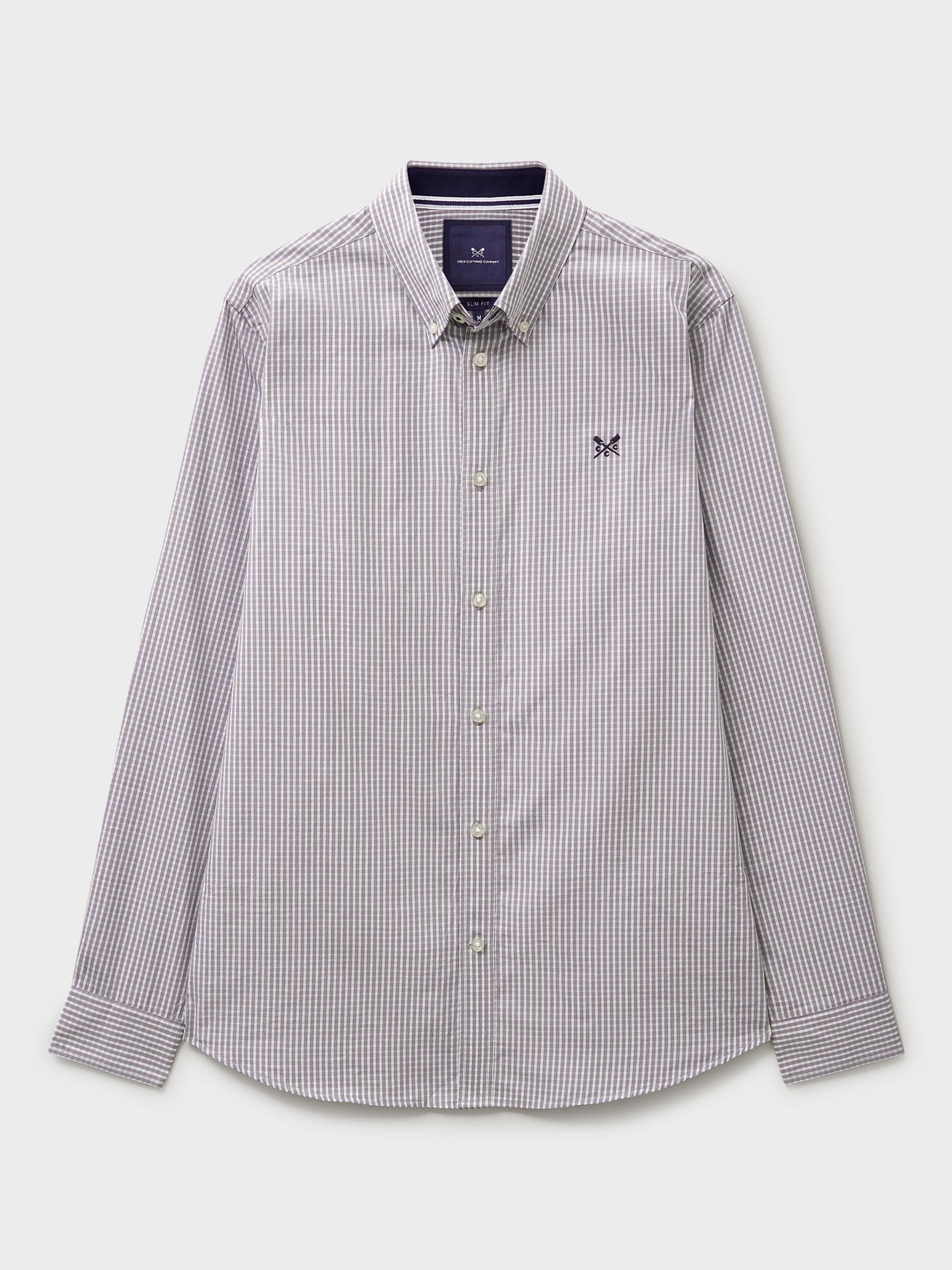 Product image 5 of 5, which shows Crew Clothing Cotton Slim Fit Check Shirt, Graphite Grey, L