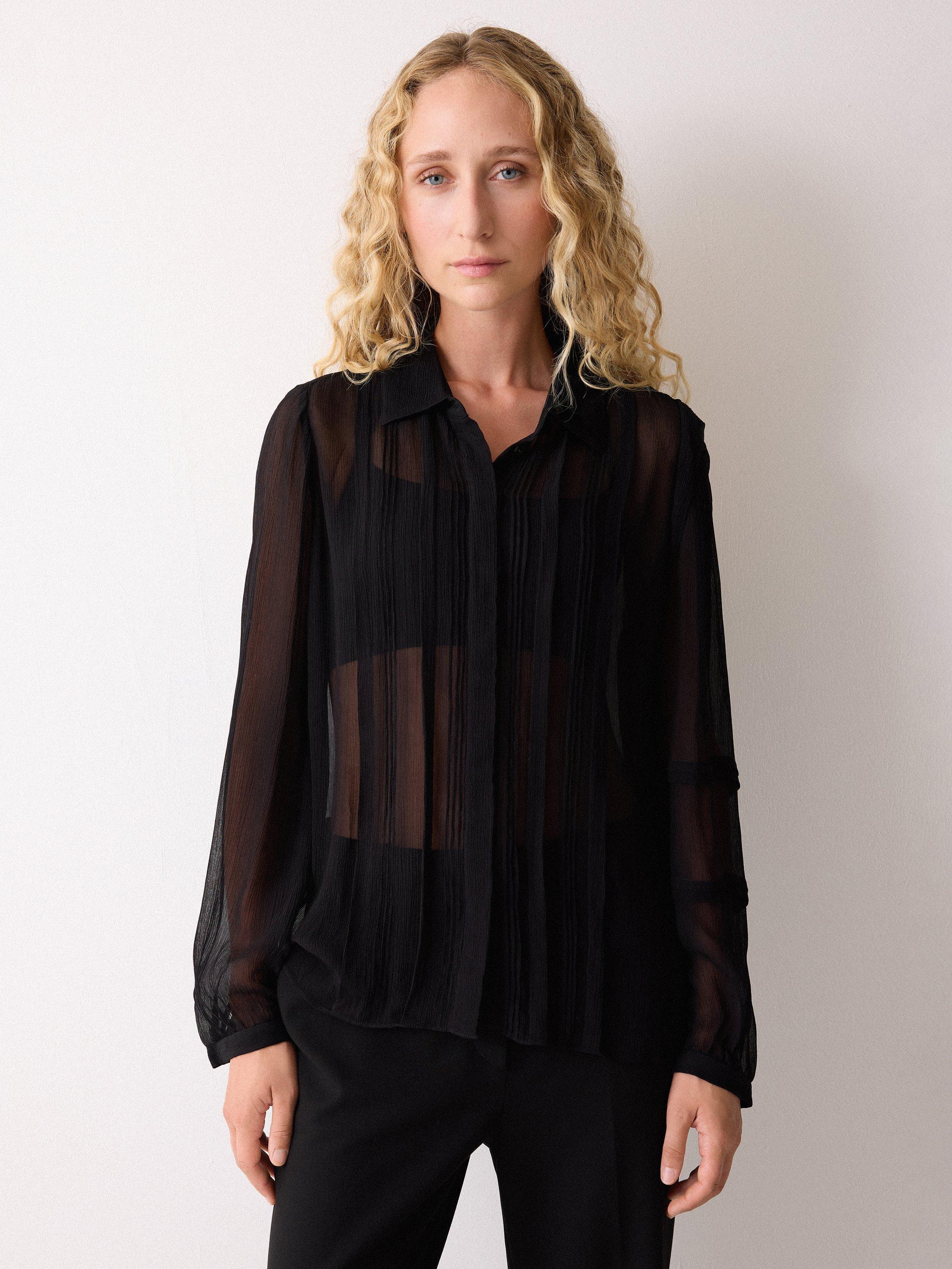 Product image 1 of 6, which shows Jigsaw Pintuck Georgette Shirt, Black, 6