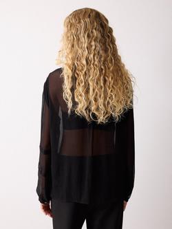 Jigsaw Pintuck Georgette Shirt, Black - view 2, Black